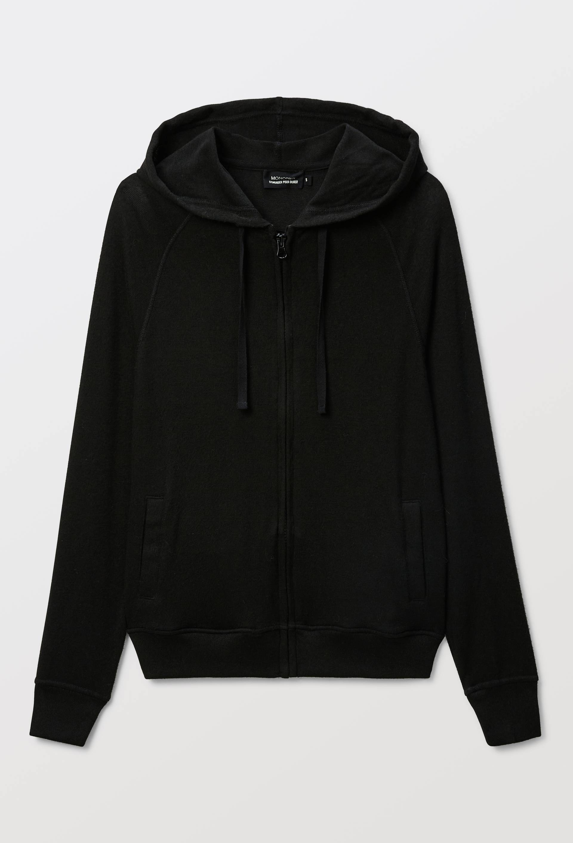 Sweat zipp&eacute; &agrave; capuche doux et l&eacute;ger, Noir, large image number 2