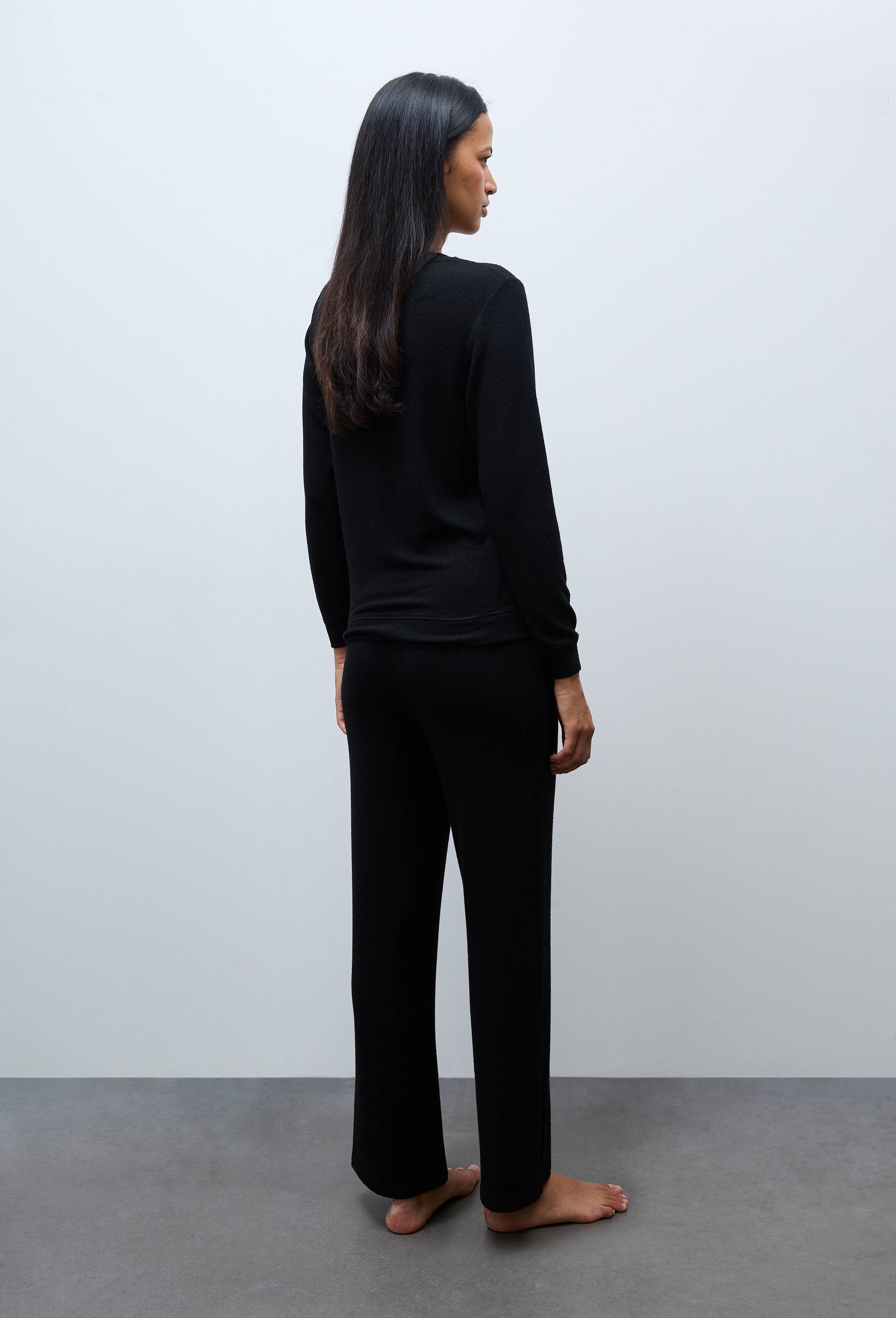Pantalon large uni tout doux, Noir, large image number 1.0