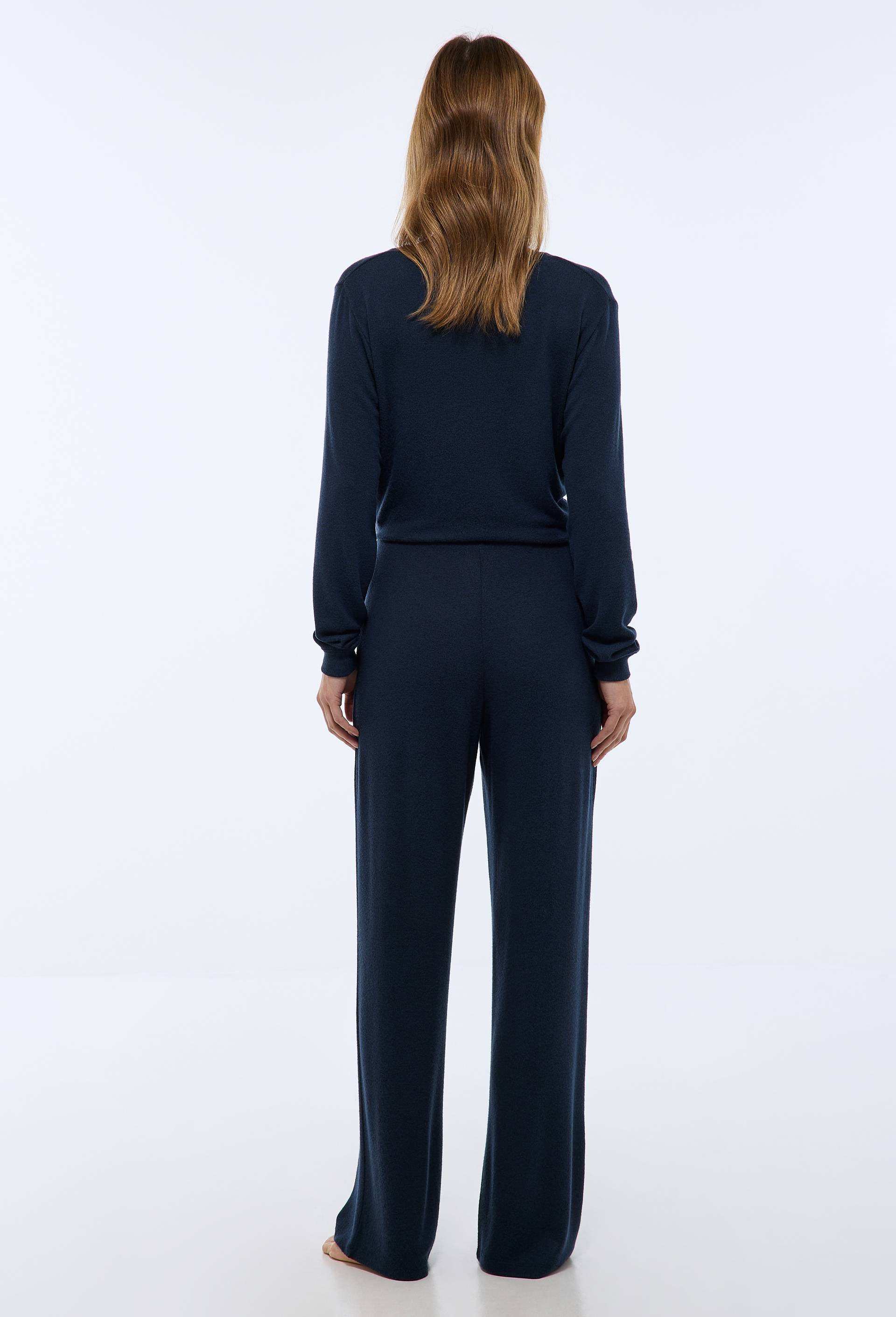 Pantalon large uni tout doux, Bleu fonc&eacute;, large image number 1.0