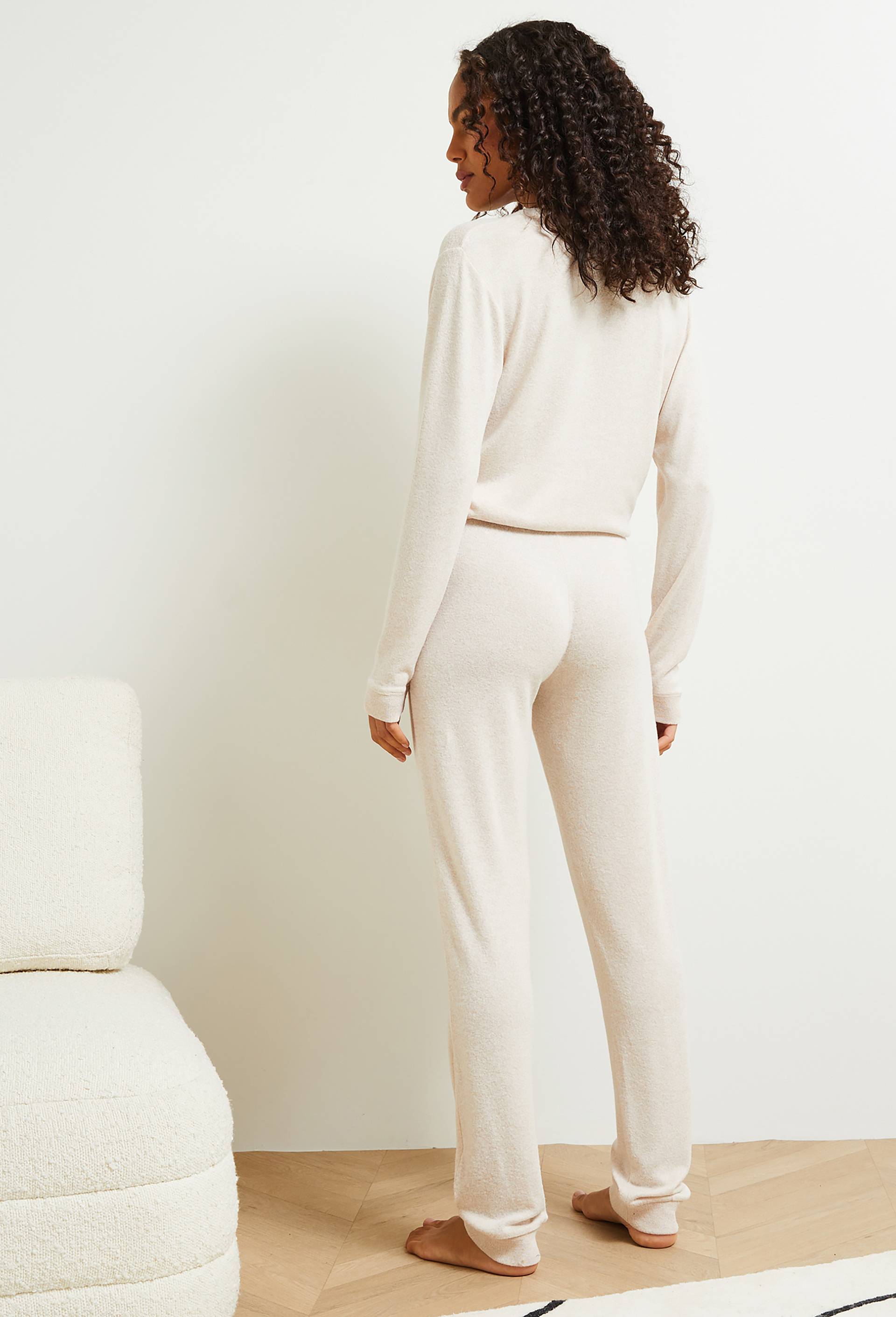 Pantalon droit uni tout doux, Brun clair, large image number 1.0