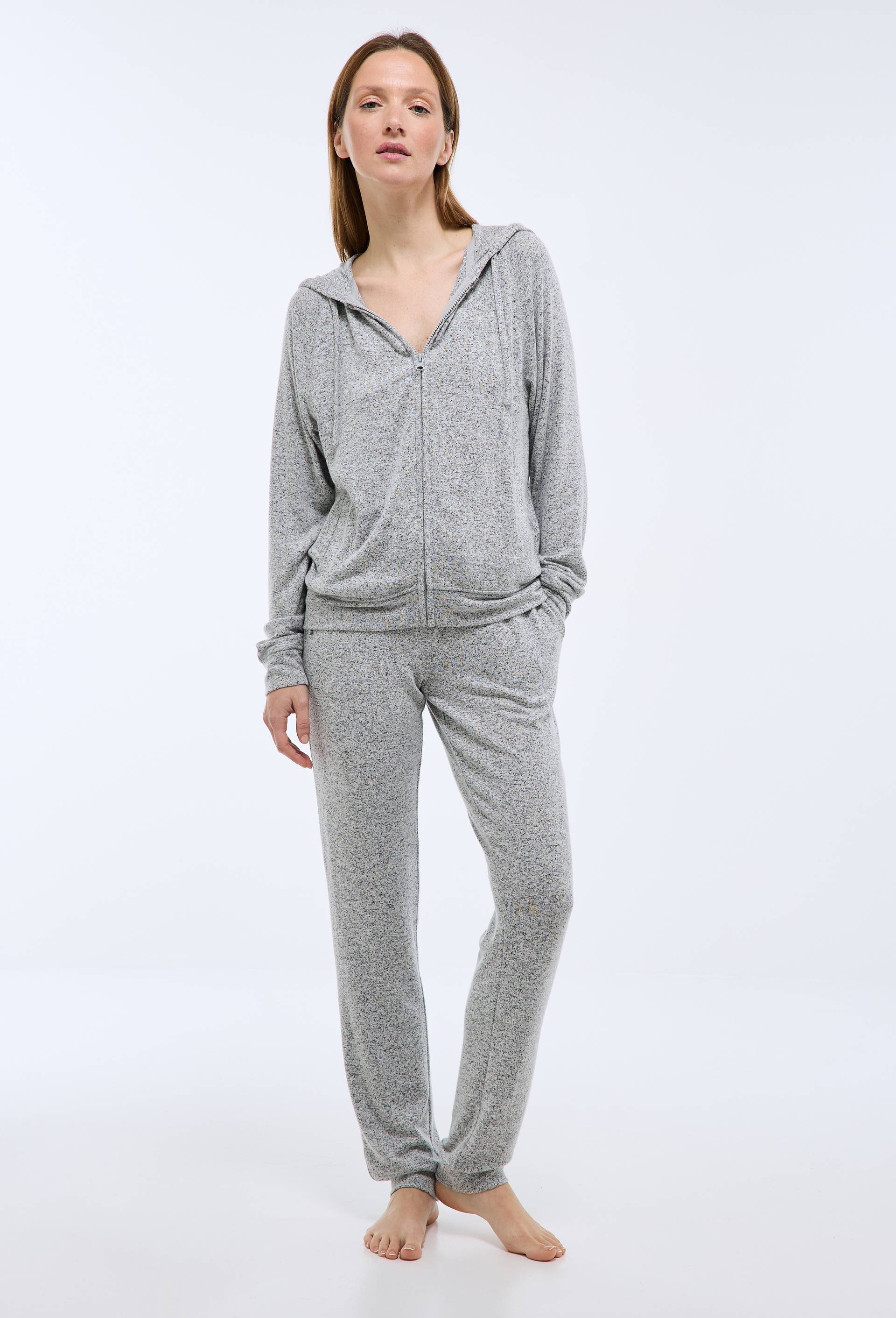 Pantalon droit uni tout doux, Gris, large image number 0.0