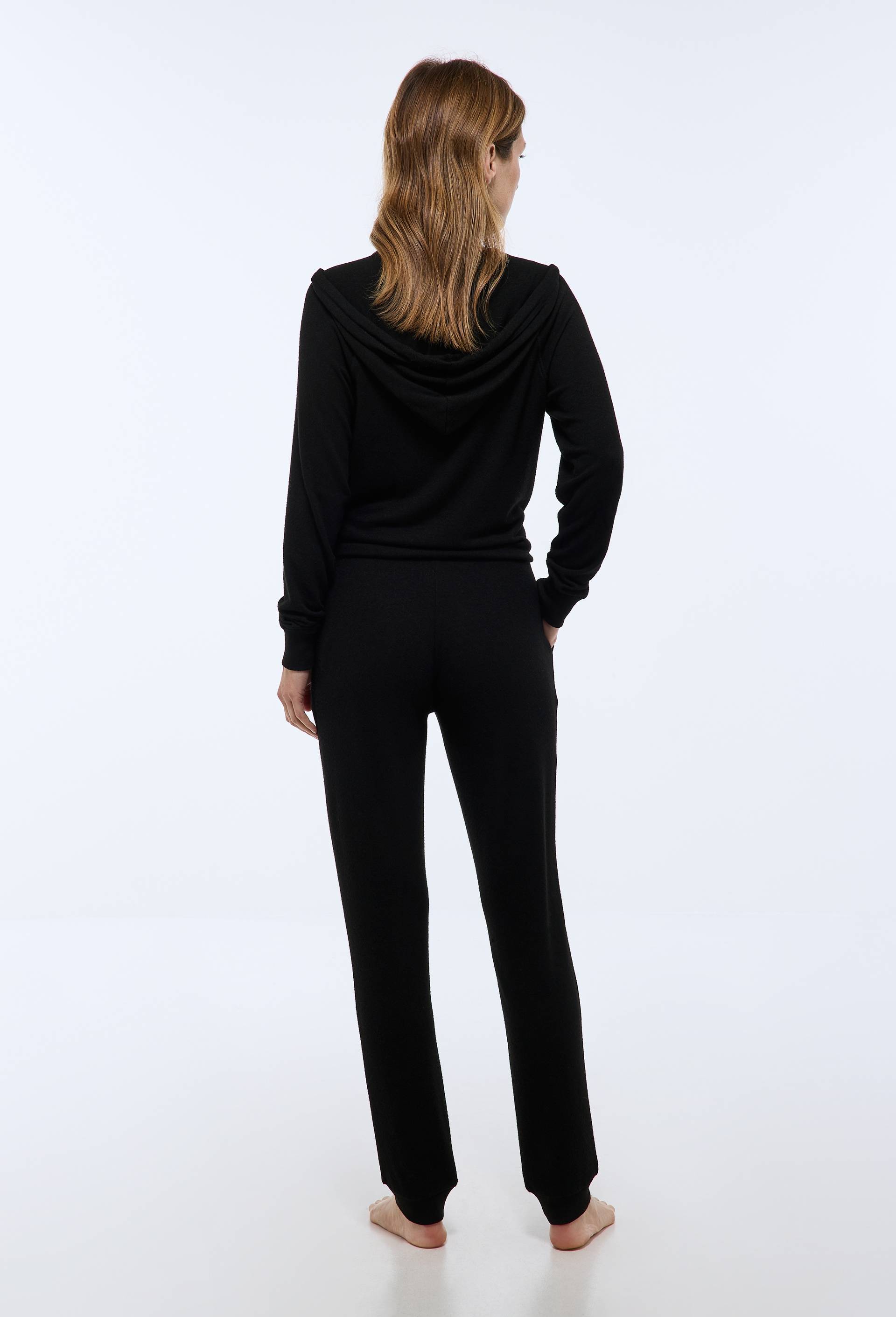 Pantalon droit uni tout doux, Noir, large image number 1.0