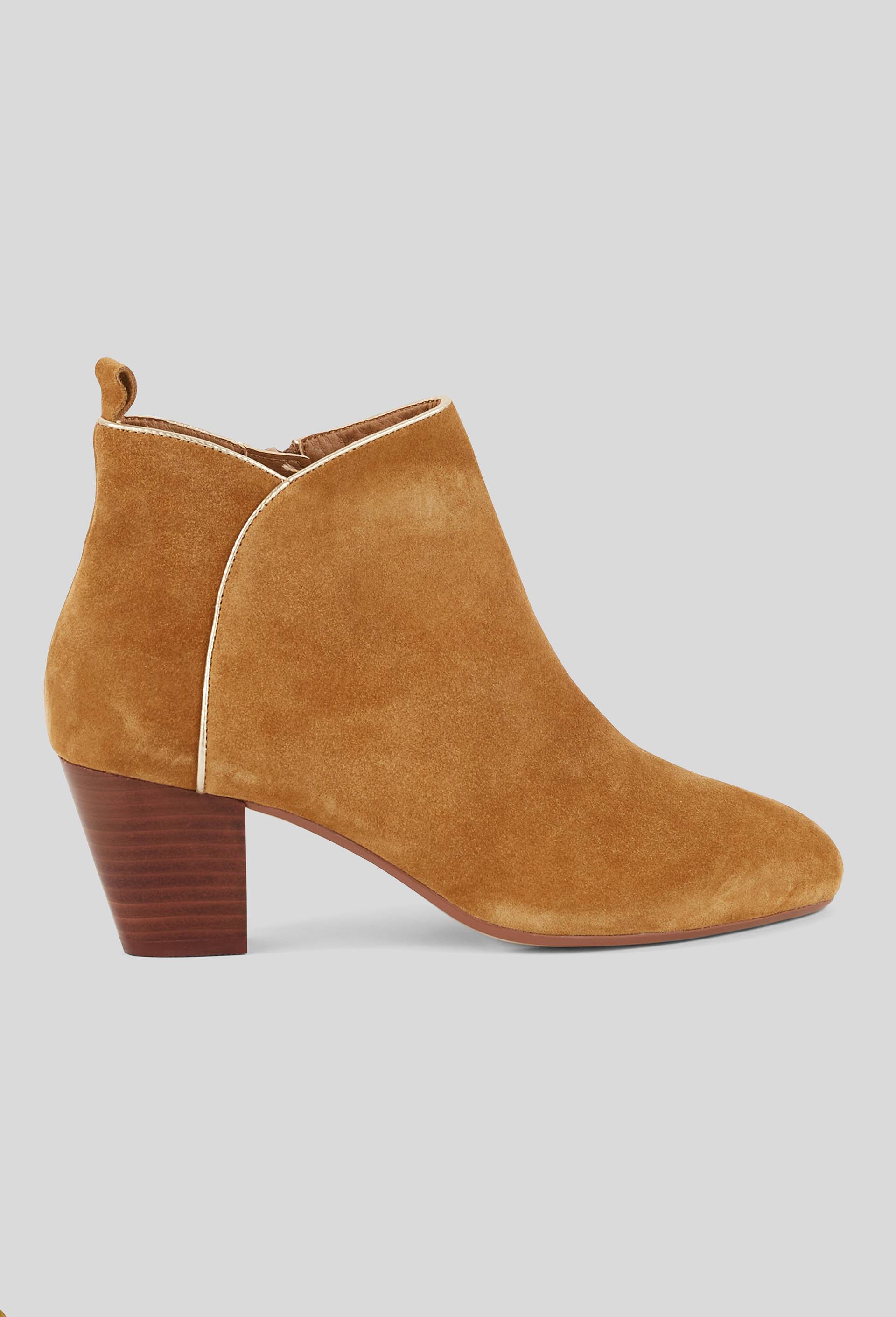 Bottines à talon, croûte de cuir responsable, Beige, large image number 0.0