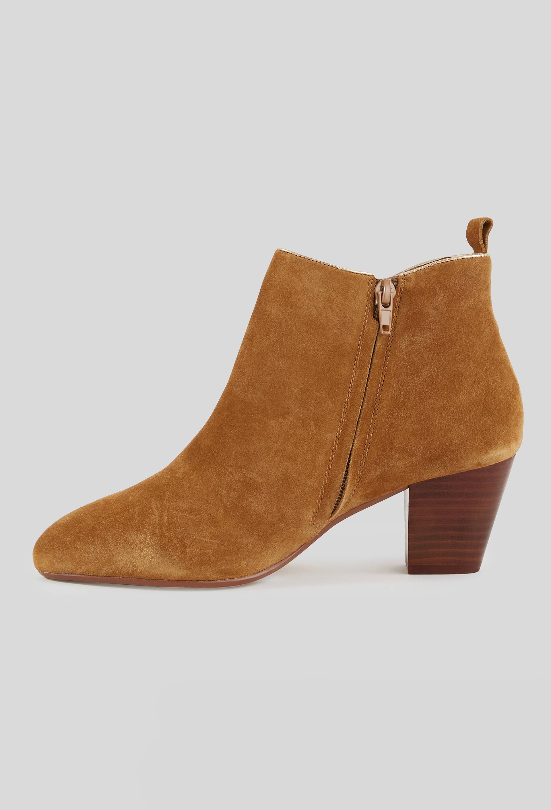 Bottines à talon, croûte de cuir responsable, Beige, large image number 1.0