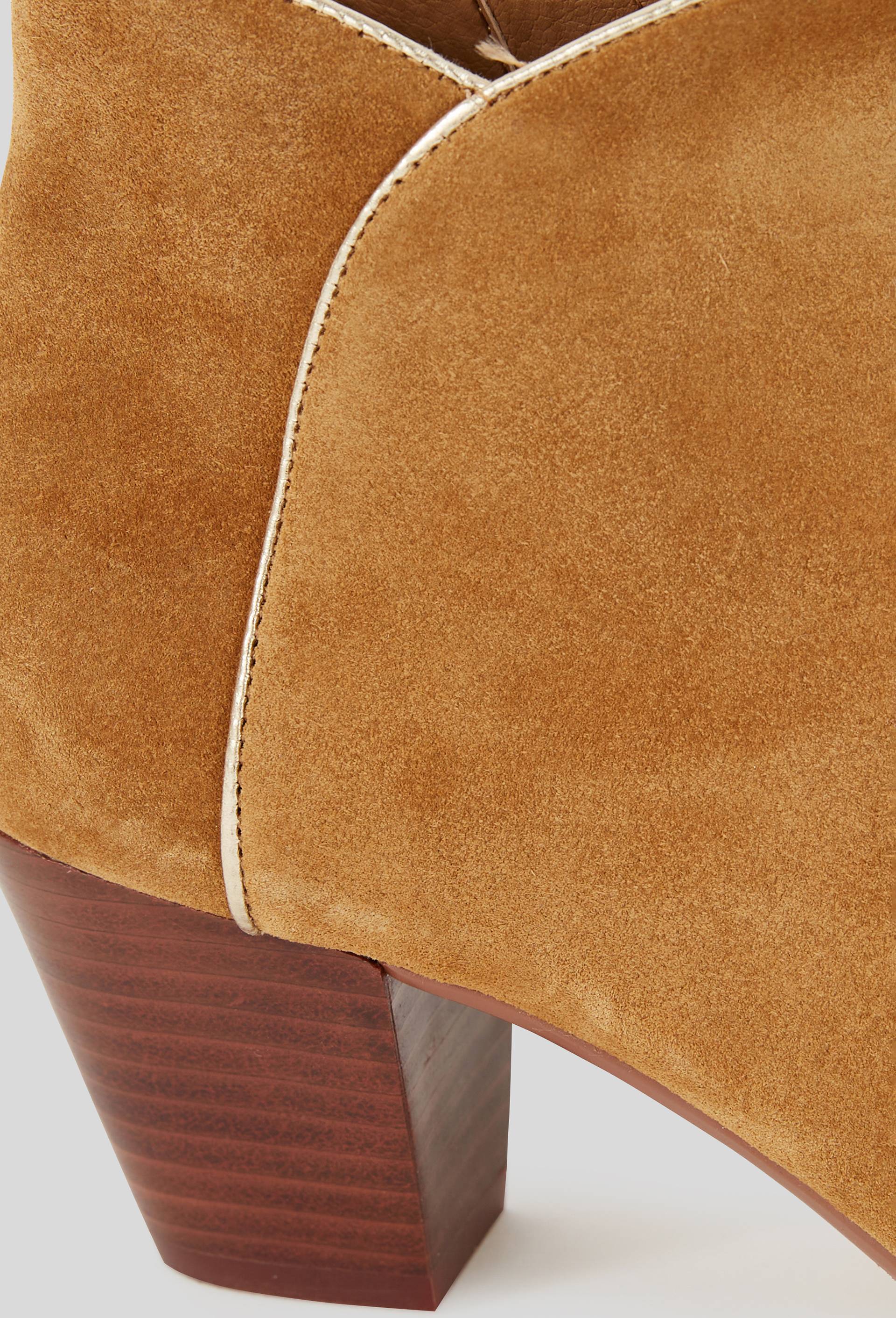 Bottines à talon, croûte de cuir responsable, Beige, large image number 2.0