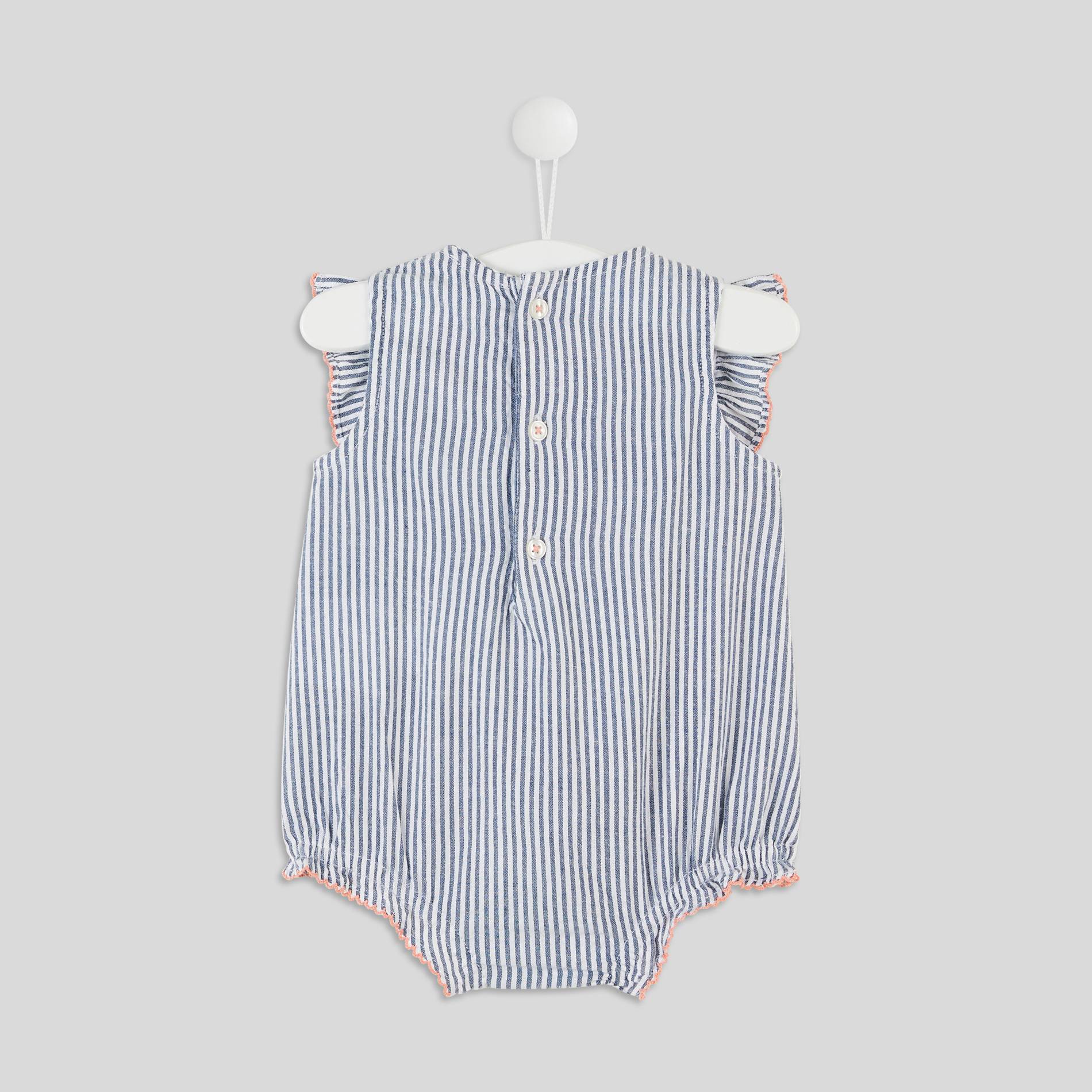 Combinaison rayée fille,  en coton Oeko-Tex, Blanc, large image number 1