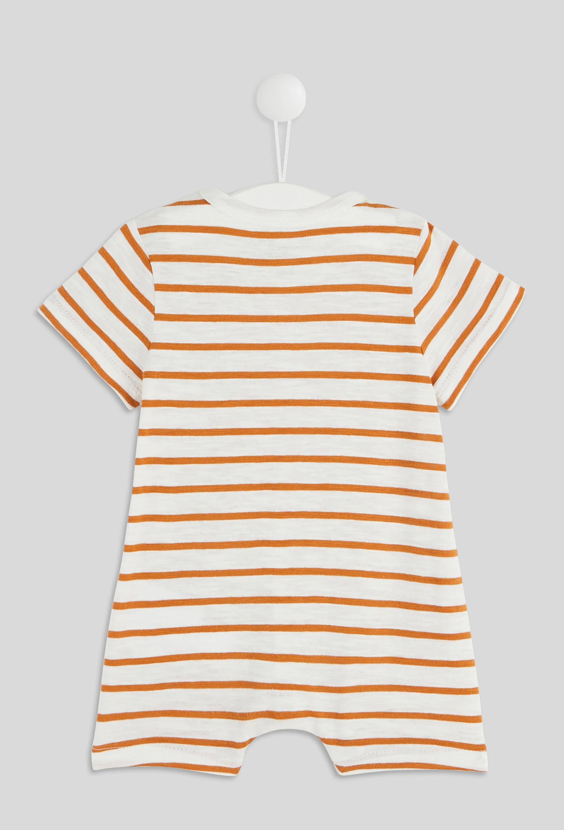 Barboteuse rayée mixte en coton Oeko-tex, Orange, large image number 1