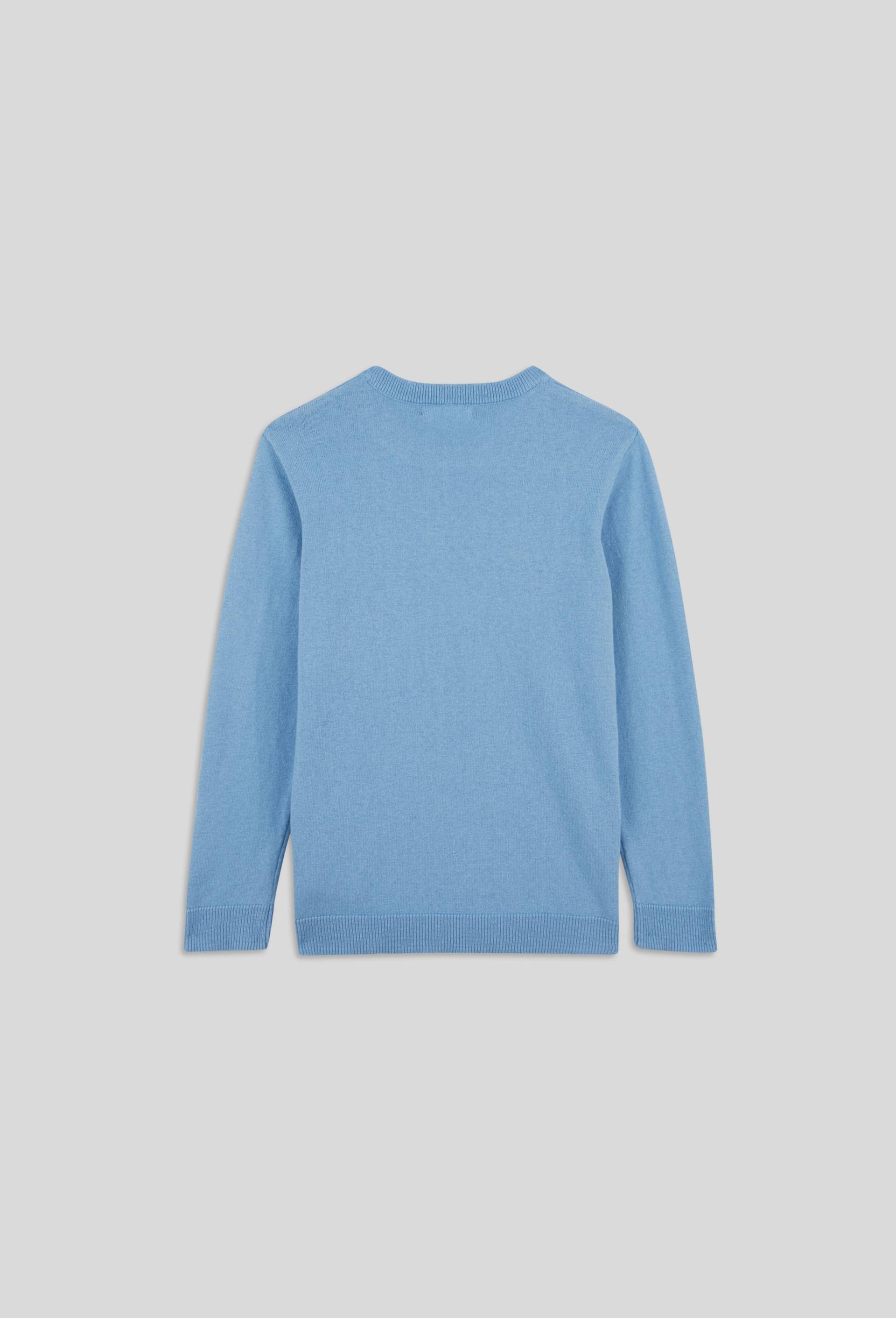 Pull col rond uni contenant de la laine, certifié OEKO-TEX, Bleu foncé, large image number 1