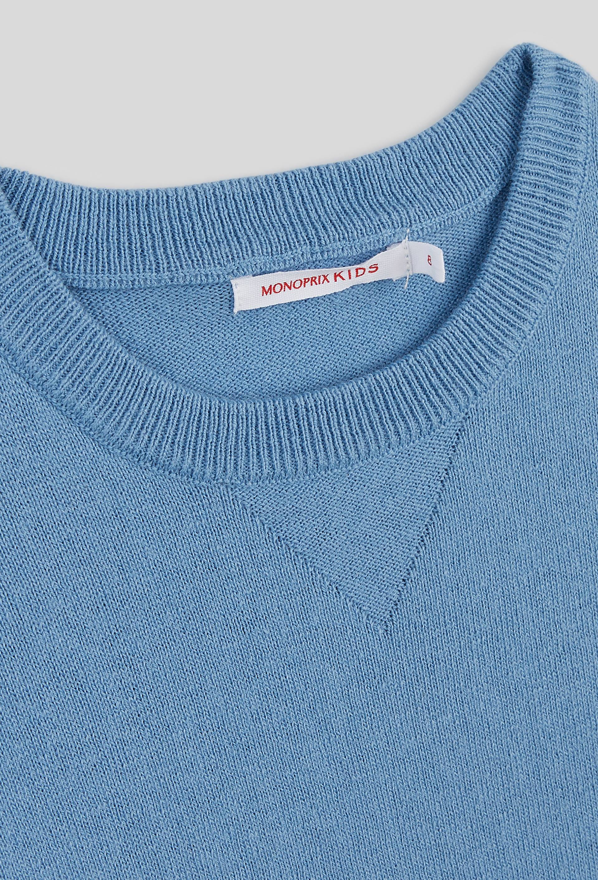 Pull col rond uni contenant de la laine, certifié OEKO-TEX, Bleu foncé, large image number 2