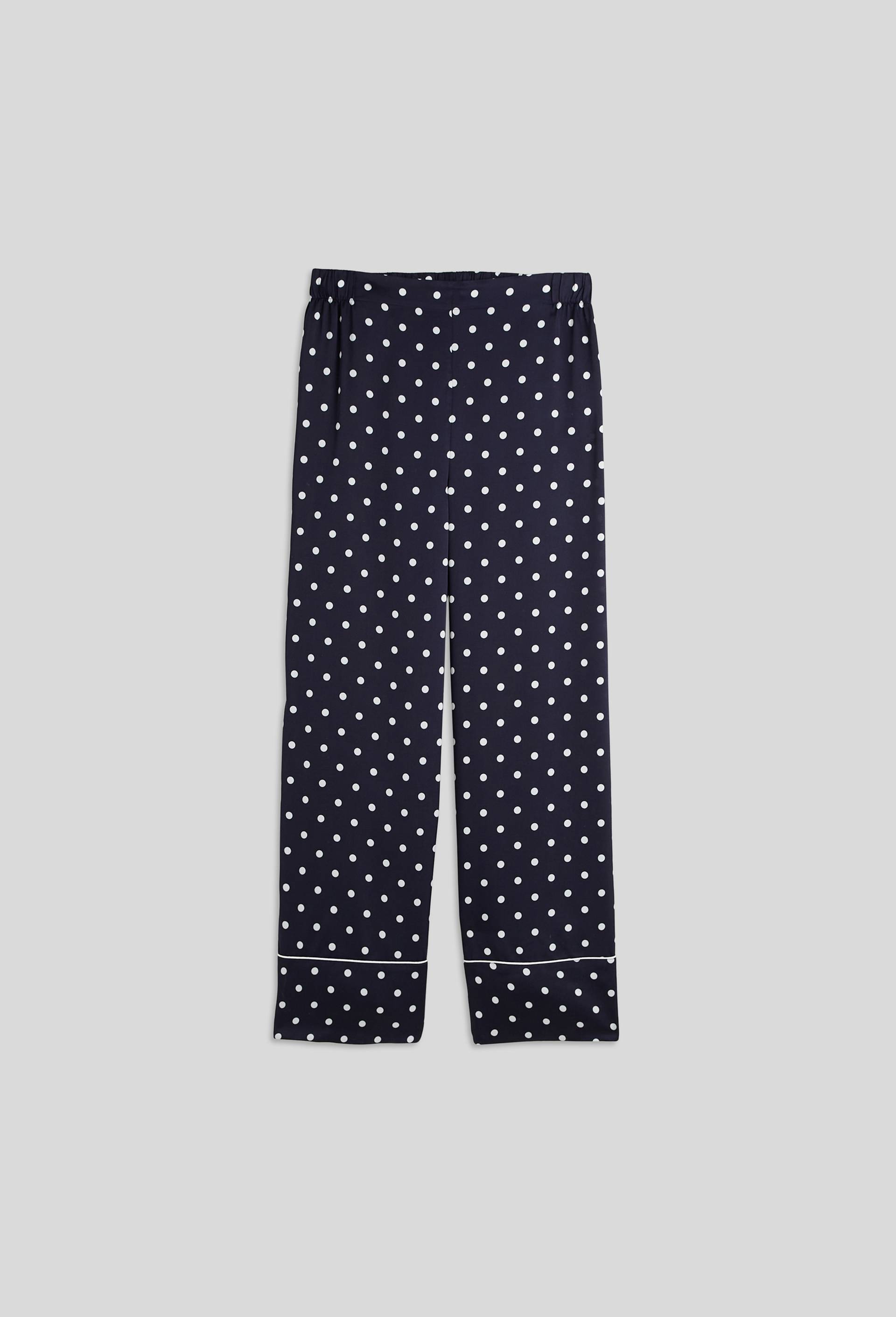 Pantalon à pois en satin, Oeko-Tex, Bleu foncé, large image number 2