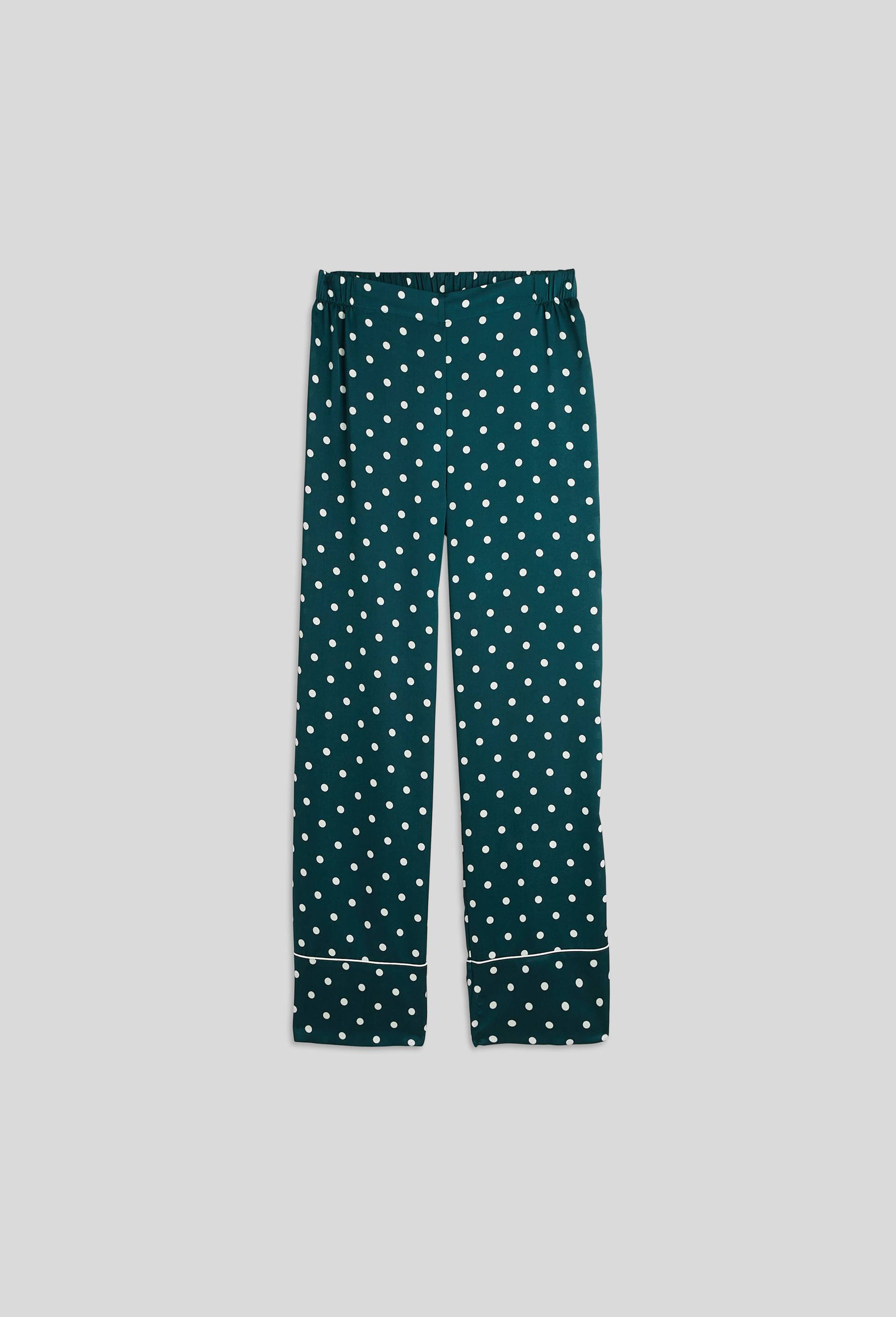 Pantalon &agrave; pois en satin, Oeko-Tex, Vert fonc&eacute;, large image number 2