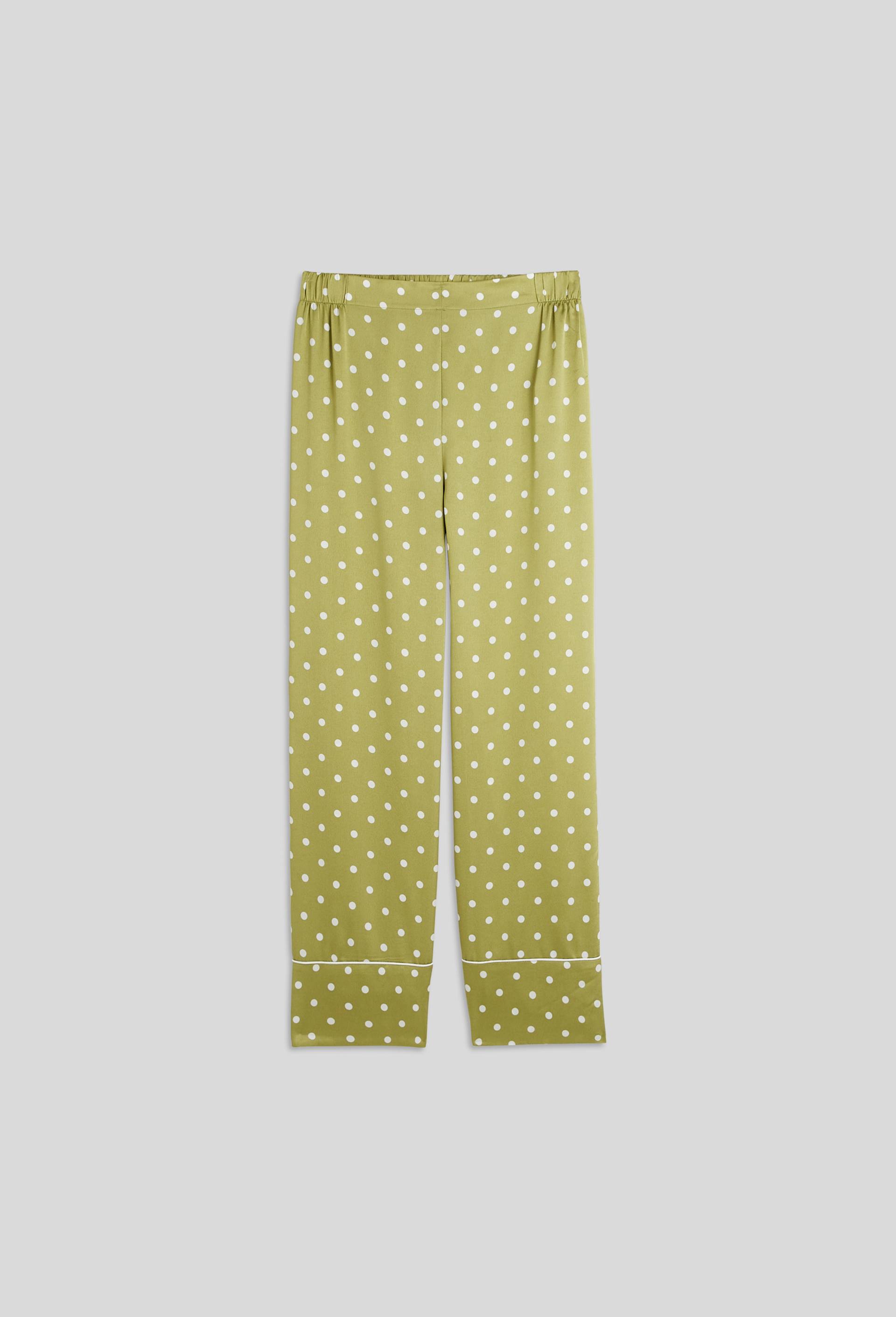 Pantalon à pois en satin, Oeko-Tex, Vert, large image number 2