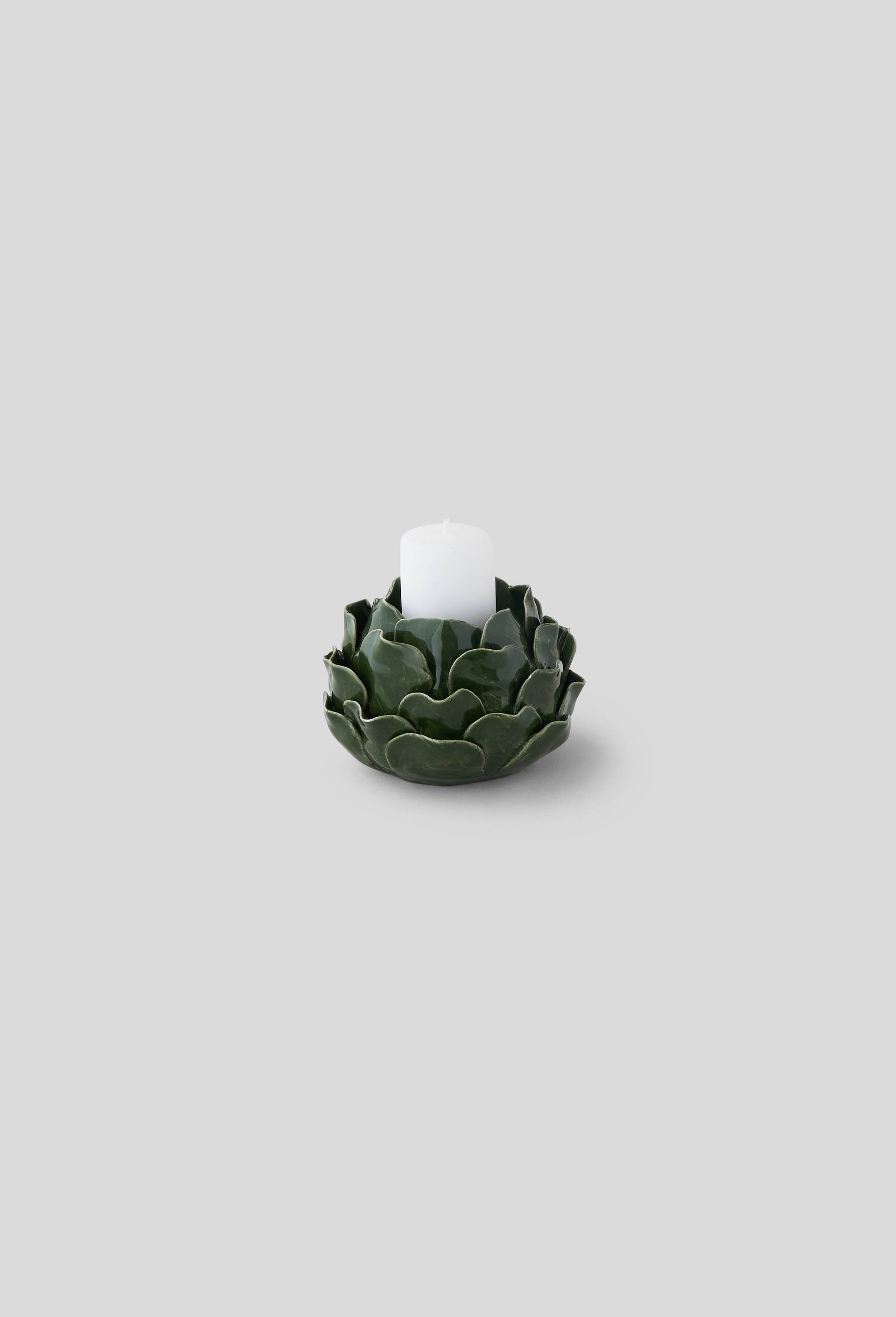 Photophore barbotine,11.5x11.5x8cm, en céramique, Vert, swatch image