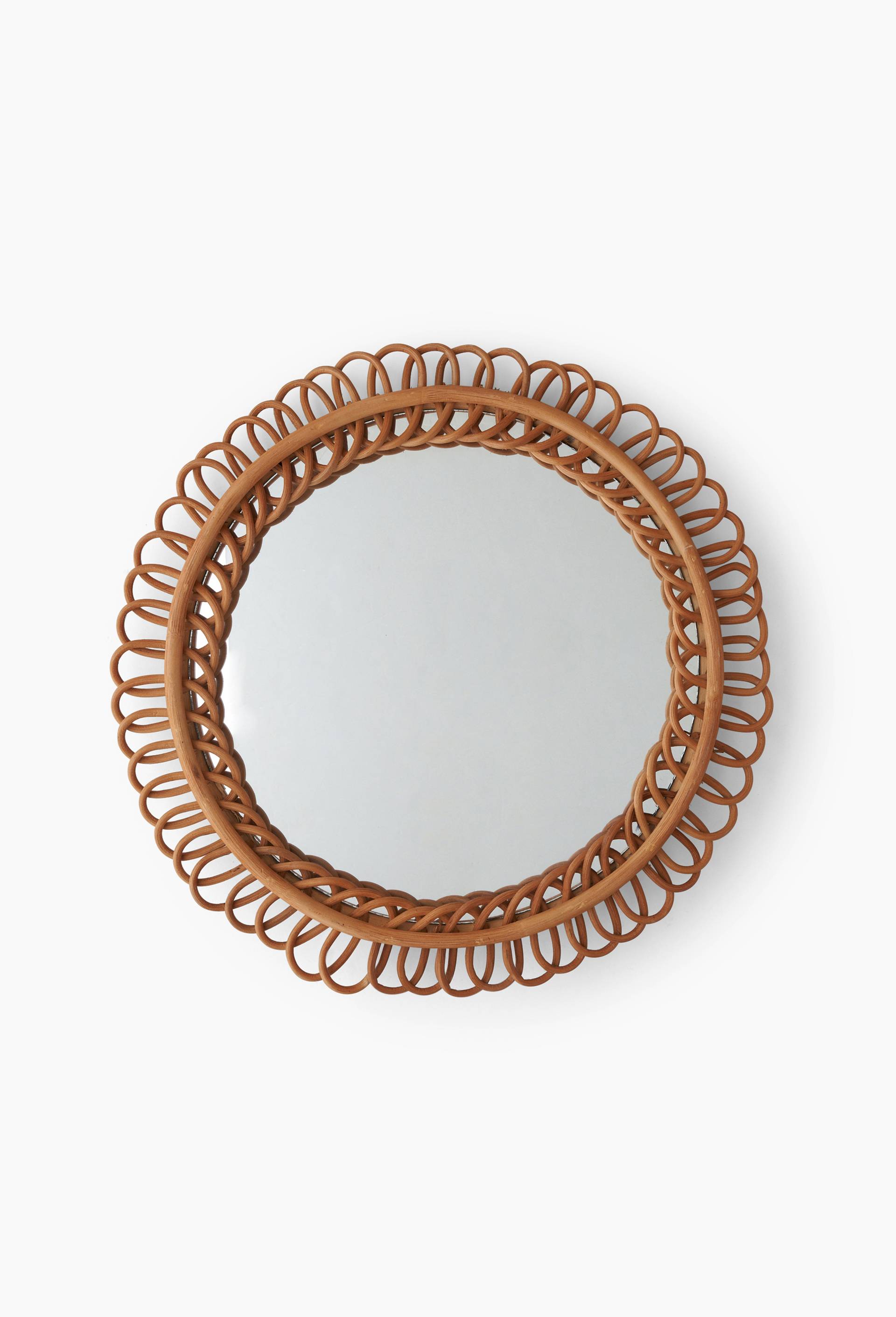 Miroir rosace, D50cm, en rotin, Beige clair, large image number 0