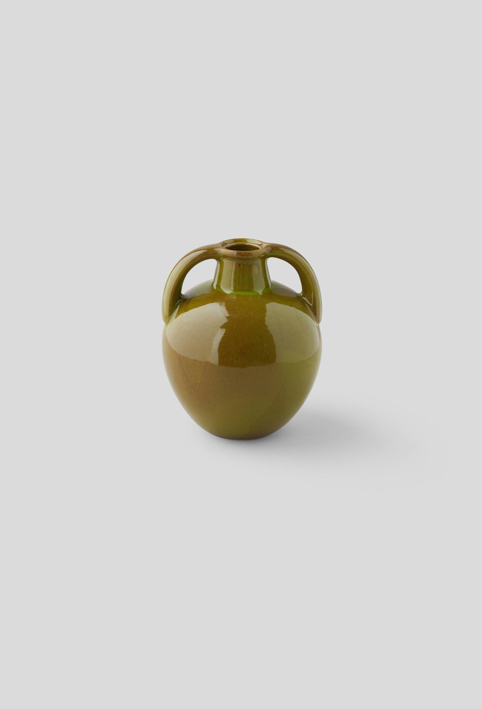 Petit vase en céramique avec deux anses, Vert foncé, large image number 0