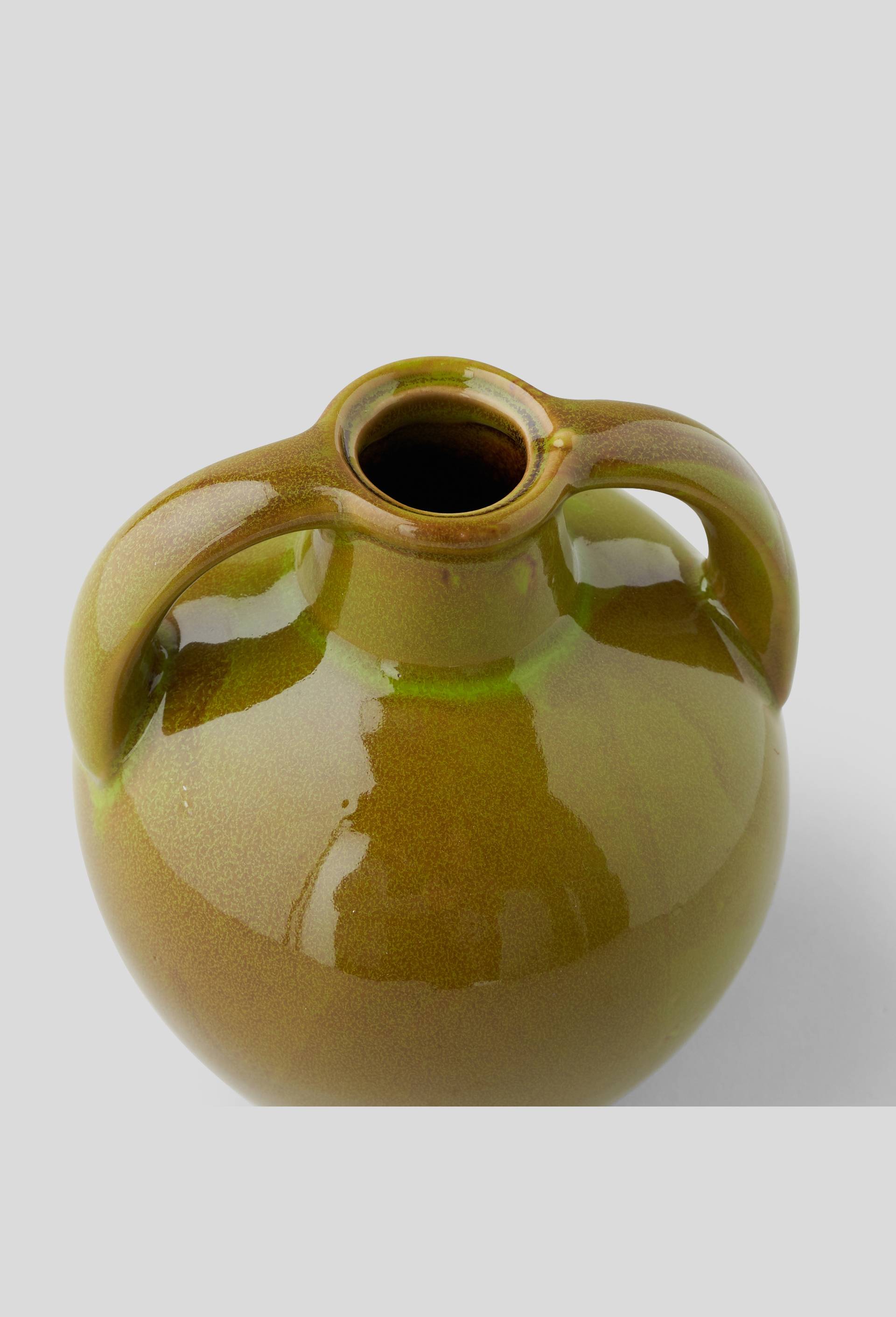 Petit vase en céramique avec deux anses, Vert foncé, large image number 1