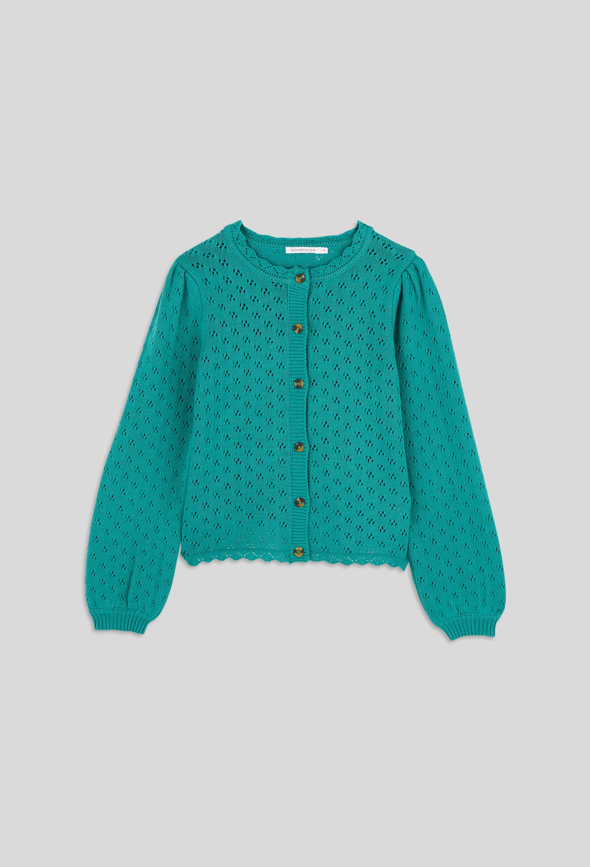 Cardigan en coton, certifié OEKO-TEX, Vert, large image number 0