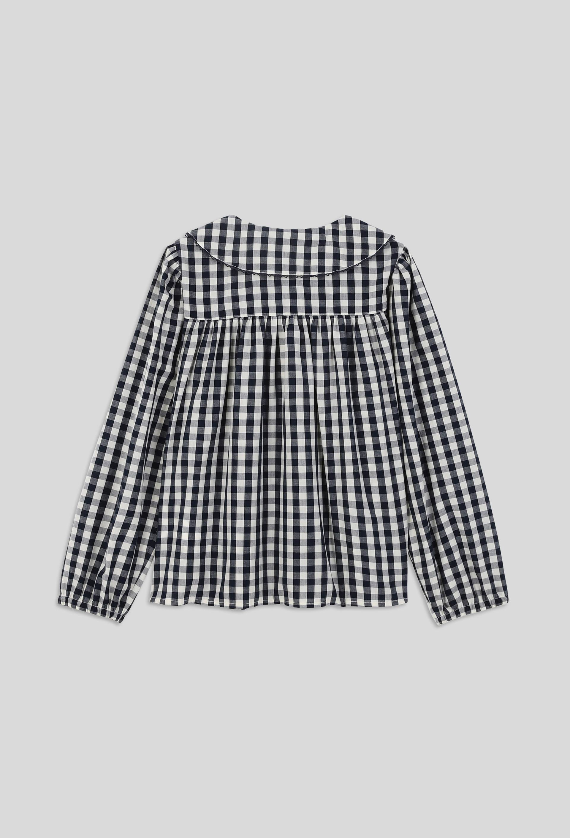 Chemise à col brodé vichy en coton, certifié OEKO-TEX, Bleu foncé, large image number 2