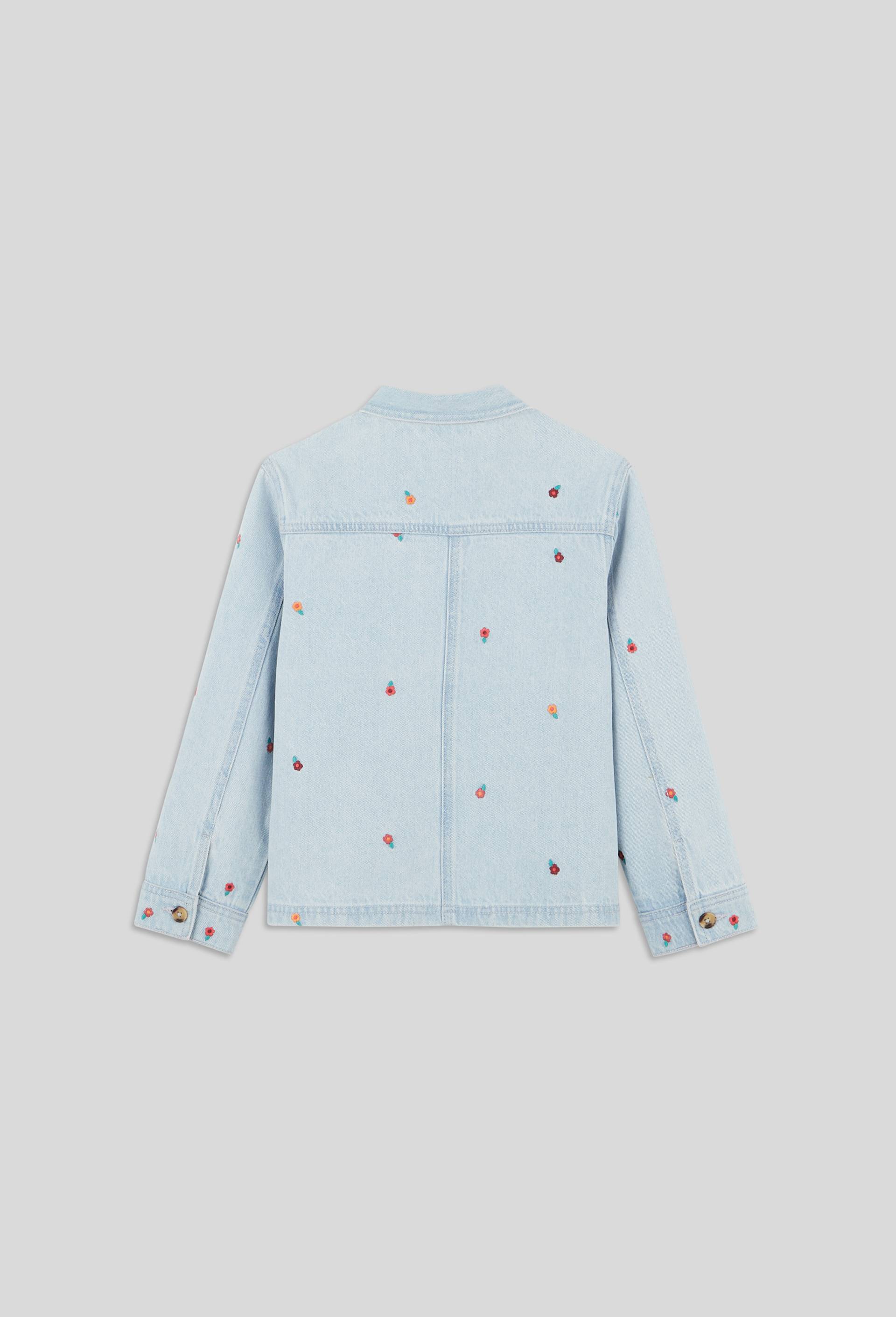 Veste en jean brodée en coton, certifié OEKO-TEX, Bleu clair, large image number 2