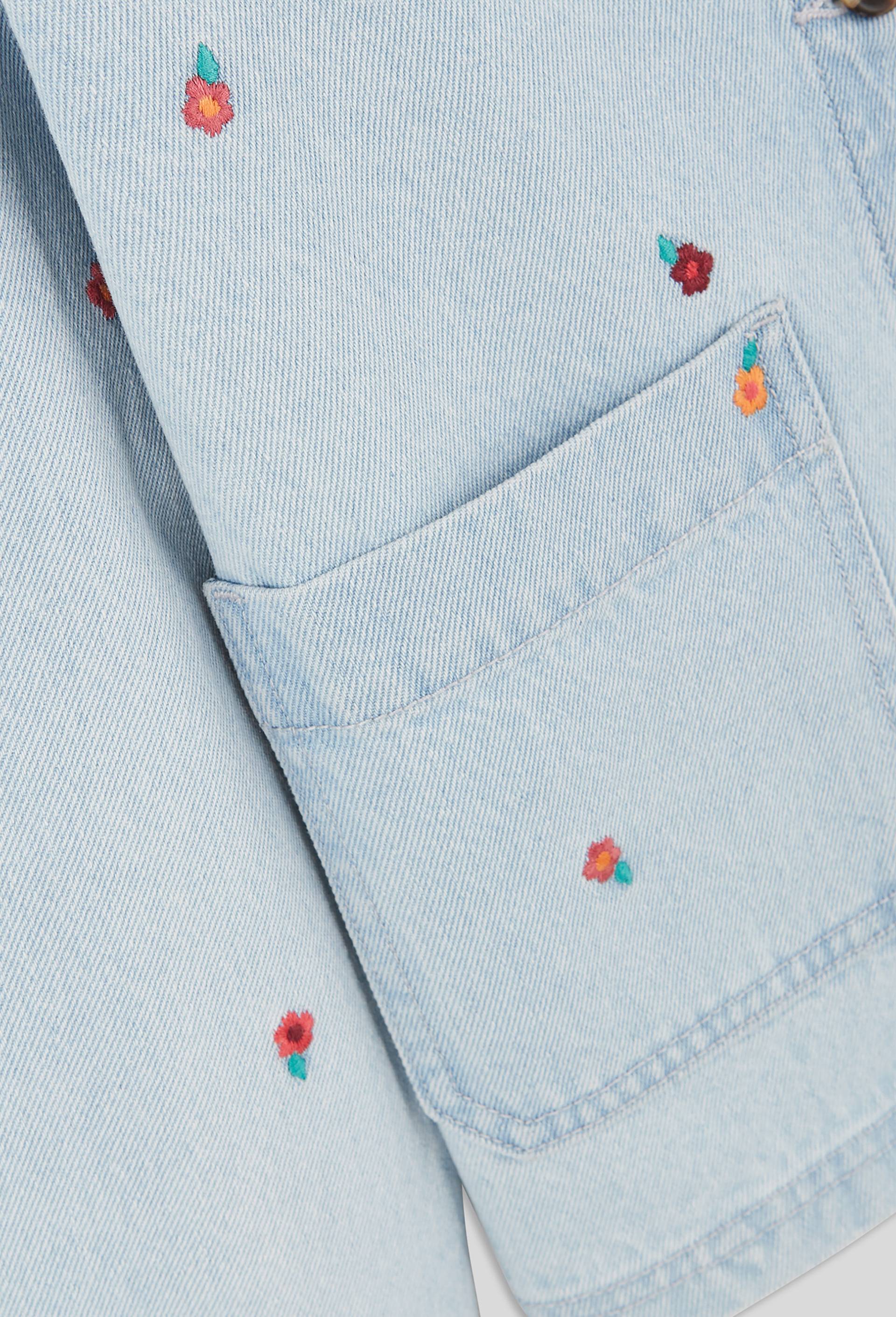 Veste en jean brodée en coton, certifié OEKO-TEX, Bleu clair, large image number 3