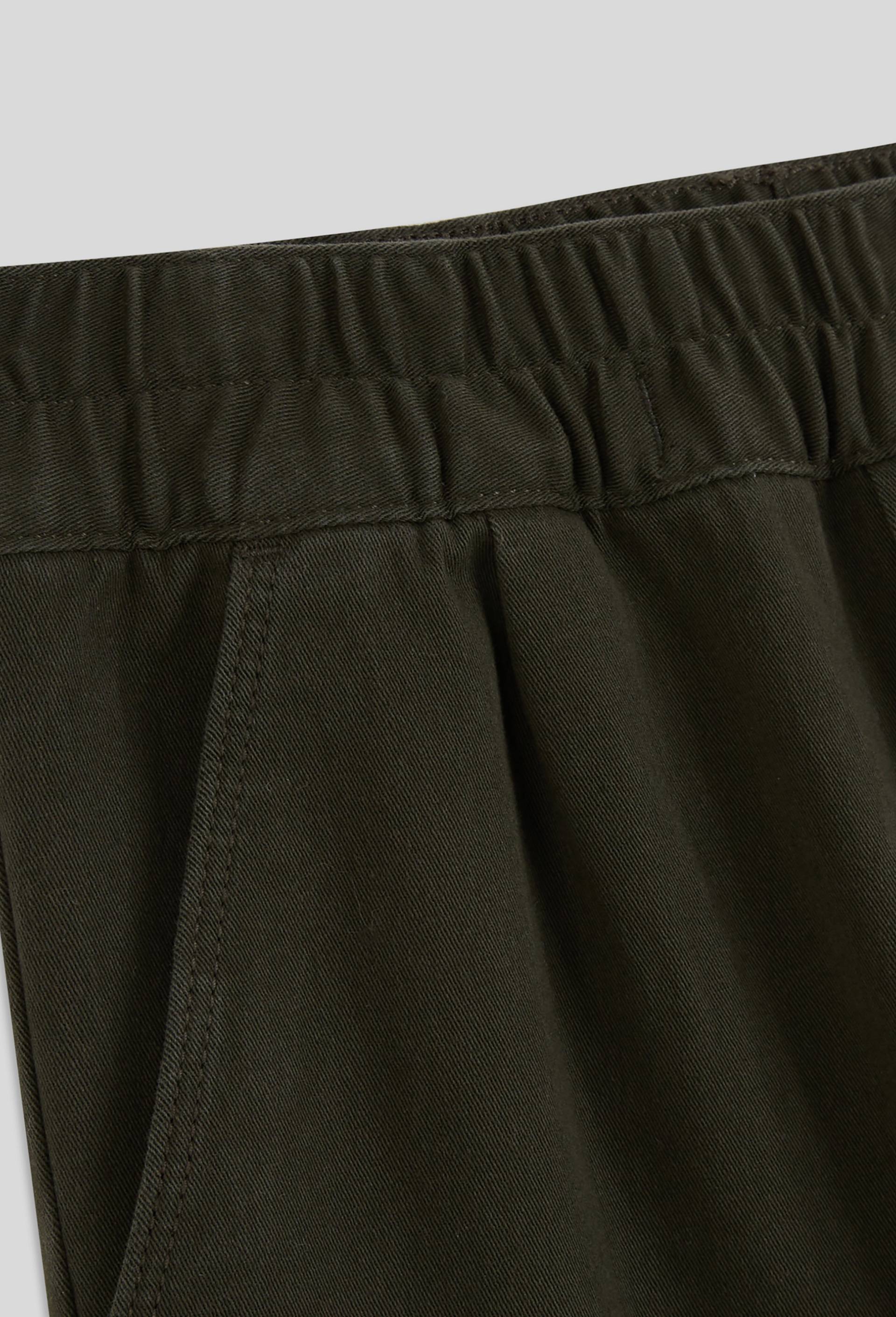 Pantalon droit en twill avec taille &eacute;lastique, certifi&eacute; OEKO-TEX, Vert fonc&eacute;, large image number 3