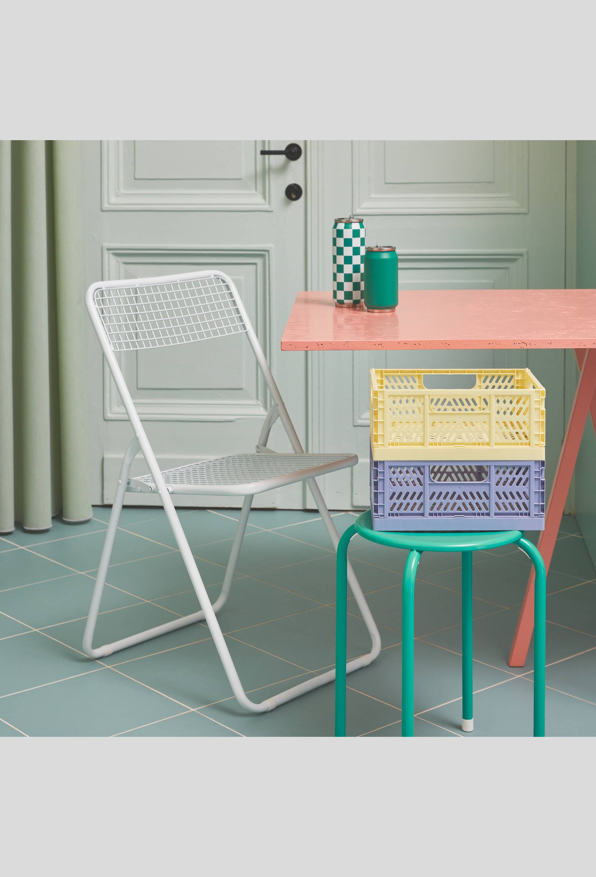 Caisse de rangement pliable en plastique recyclé, 29 x 21,5 x 11,8 cm, Jaune clair, large image number 2.0