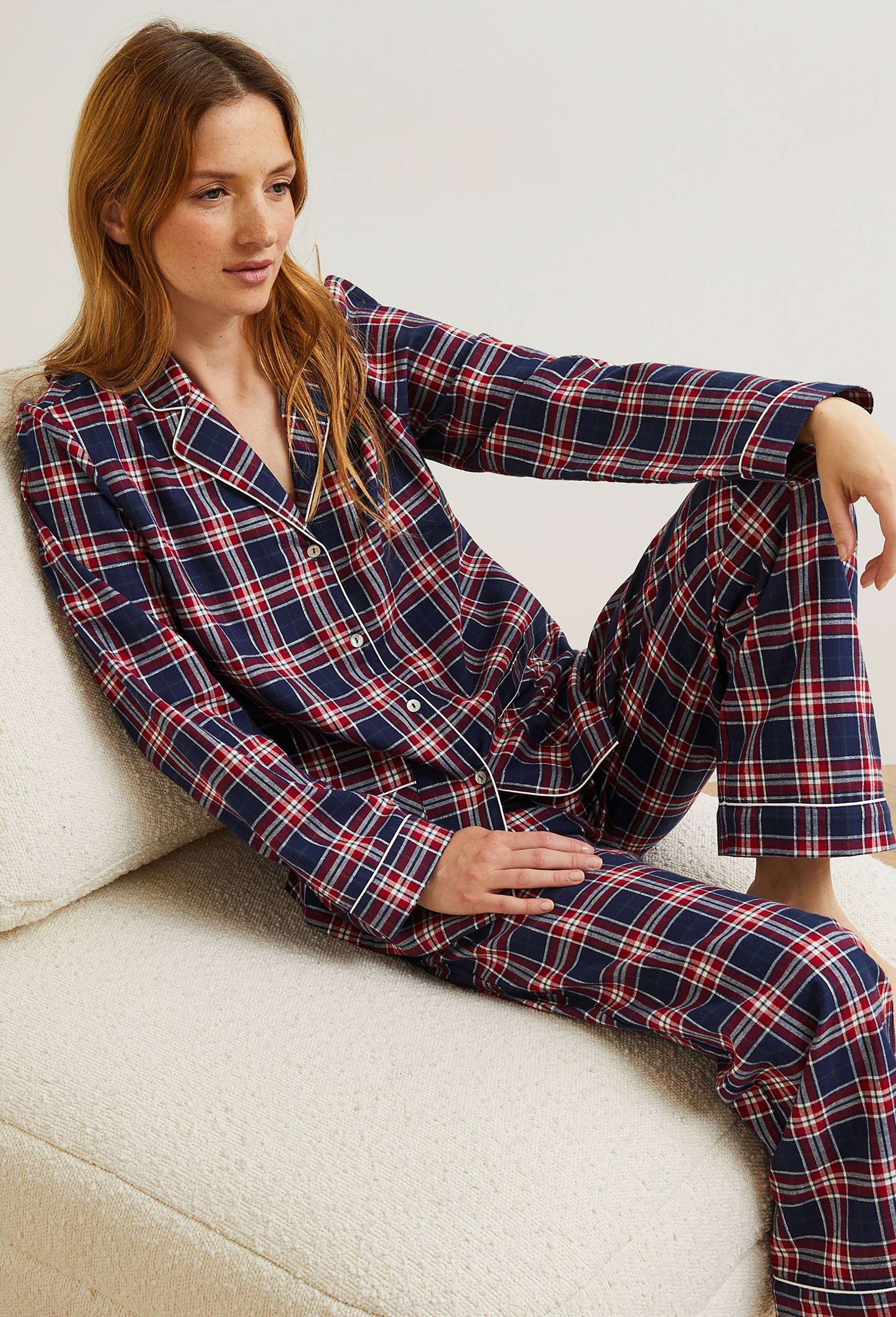 Pyjama à carreaux en coton, Oeko-Tex, Rouge, large image number 0.0