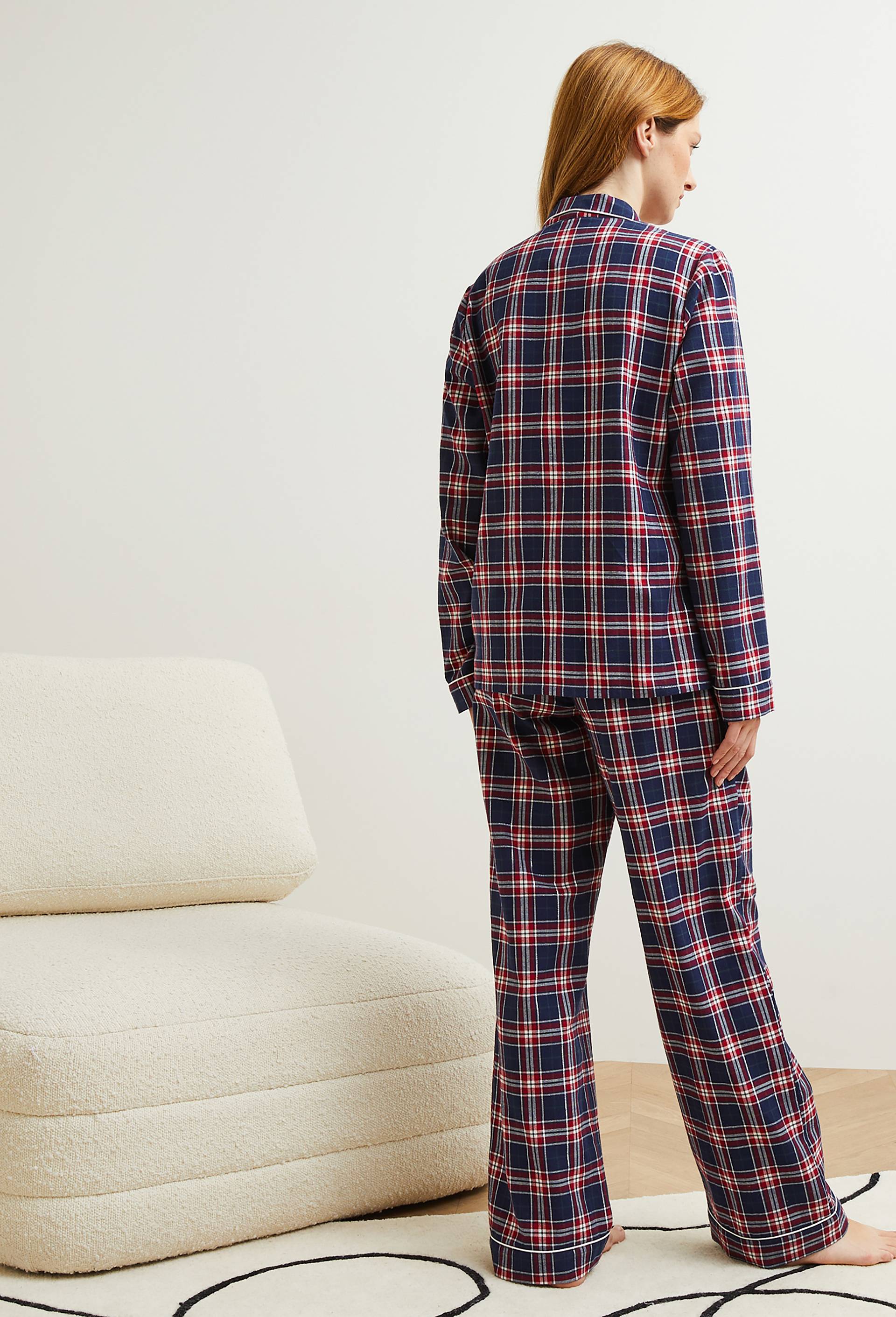 Pyjama à carreaux en coton, Oeko-Tex, Rouge, large image number 1