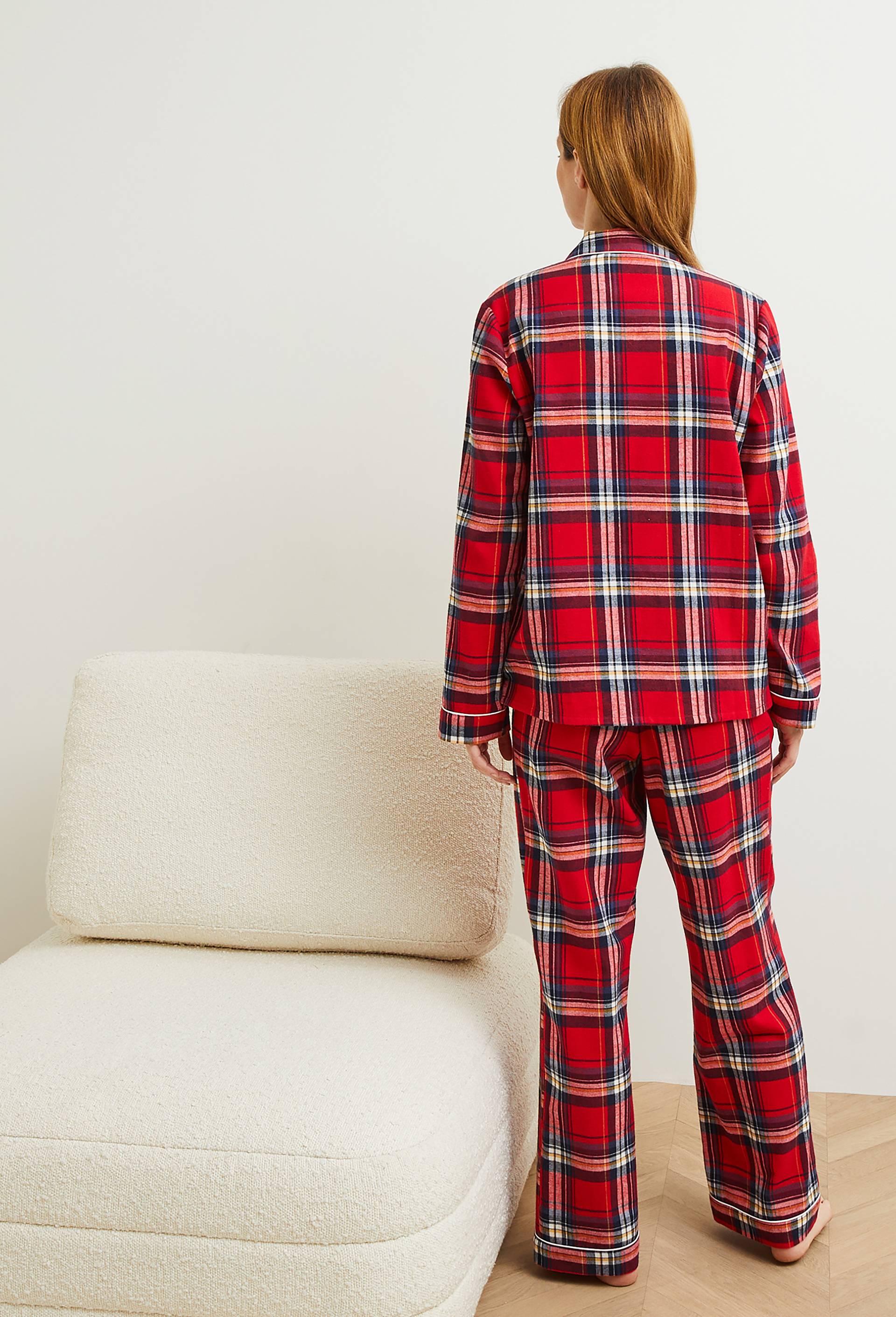 Pyjama à carreaux en coton, Oeko-Tex, Rouge, large image number 3