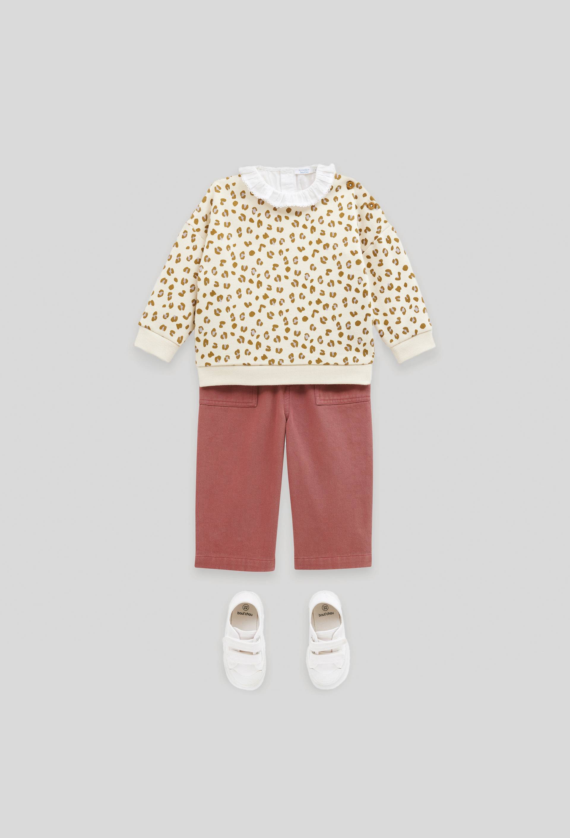 Sweat imprimé en coton BIO GOTS, Ecru, swatch image