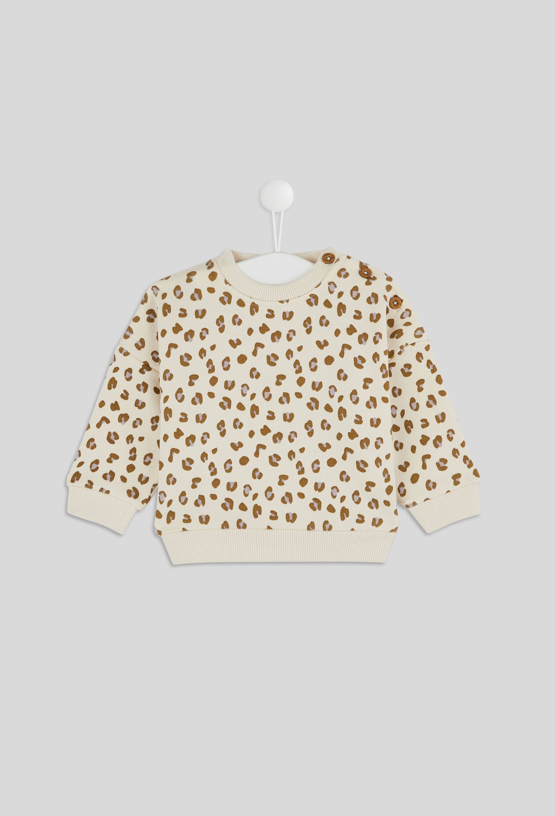 Sweat imprimé en coton BIO GOTS, Ecru, large image number 1
