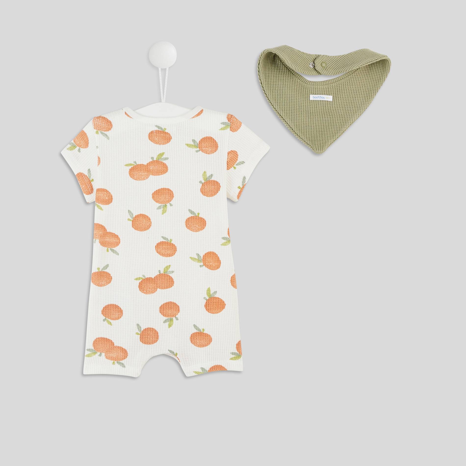 Combinaison fille avec fichu en coton BIO, Oeko-Tex, Ecru, large image number 1