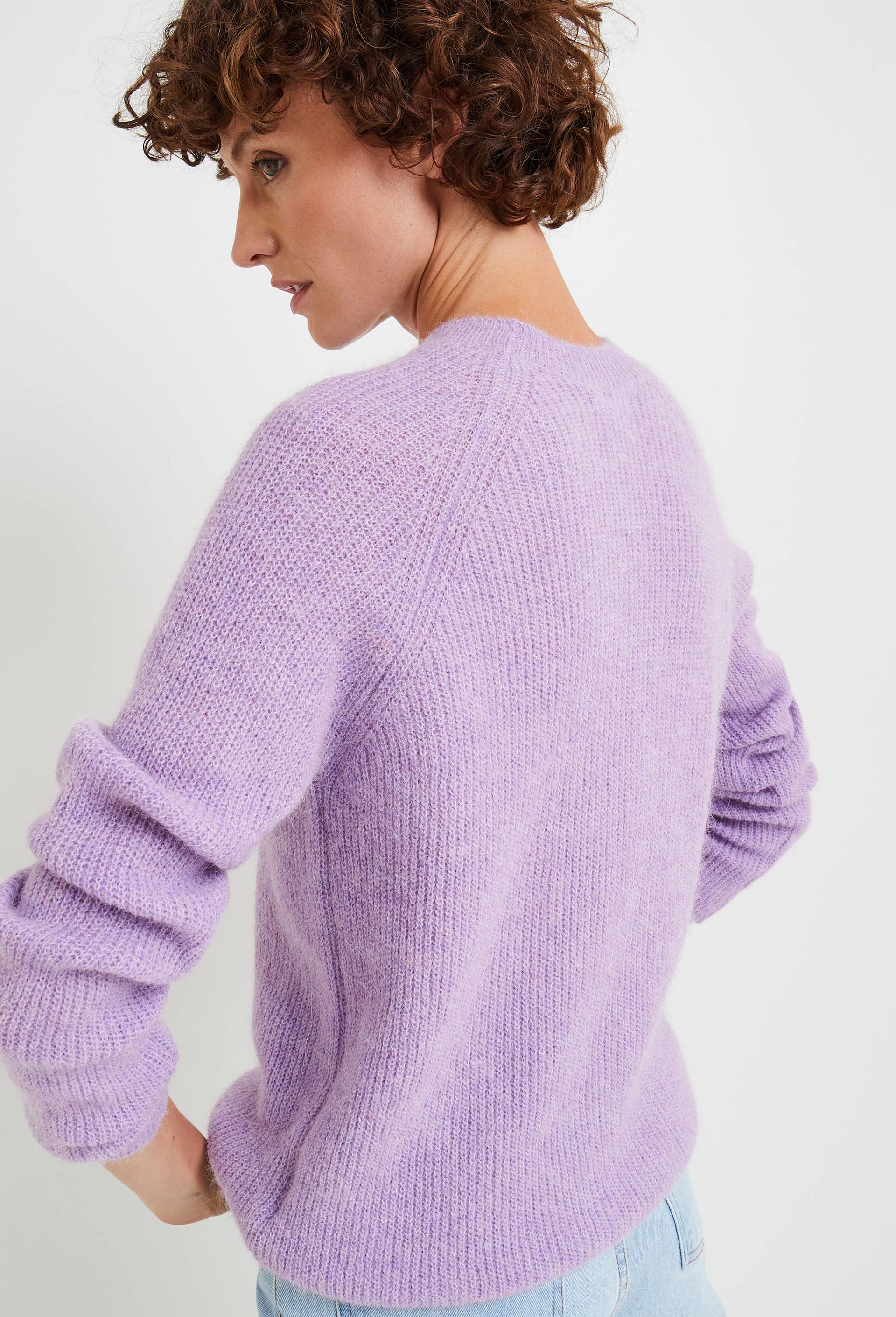 Pull en côte perlée contenant de l'alpaga, Violet clair, large image number 1.0