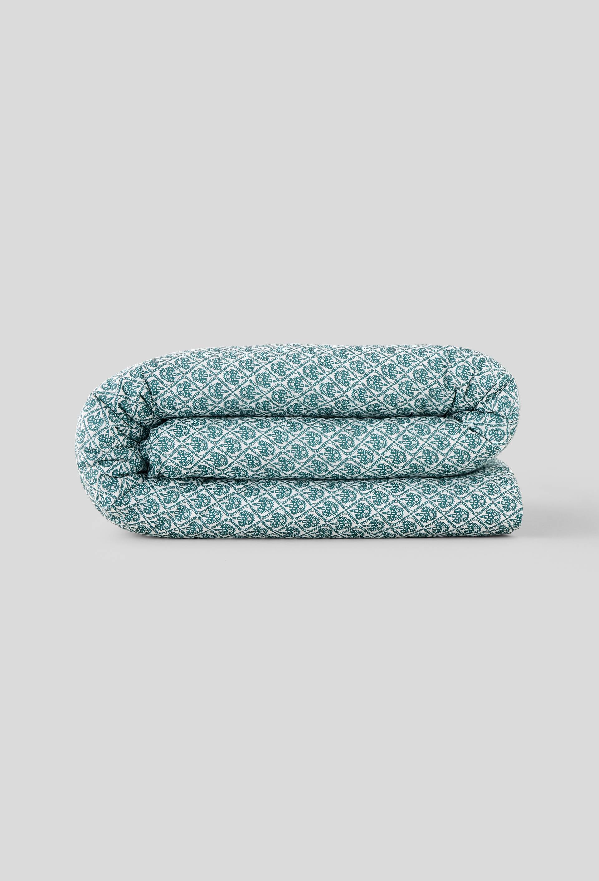 Housse de couette imprimée, 240x220cm, coton bio, oekotex, Vert foncé, large image number 0.0