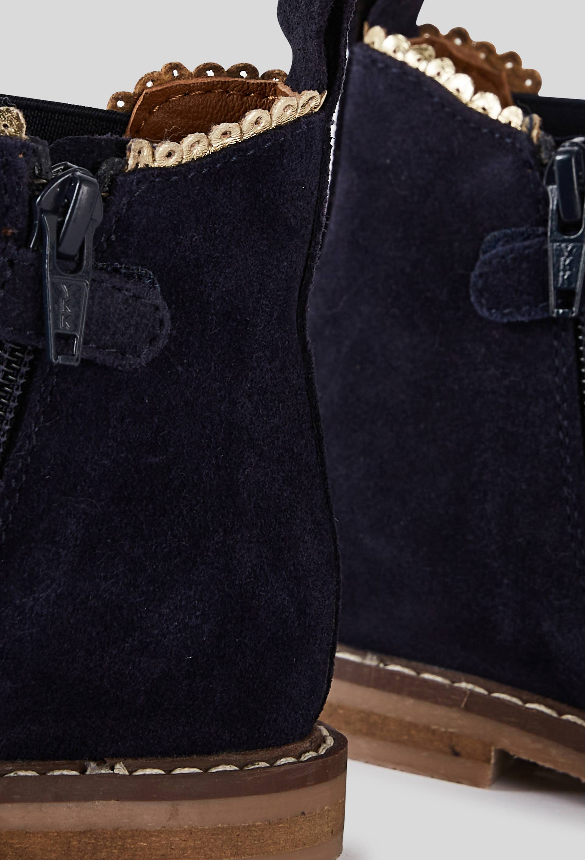 Bottines chelsea festons dor&eacute;s en cuir, Bleu fonc&eacute;, large image number 2