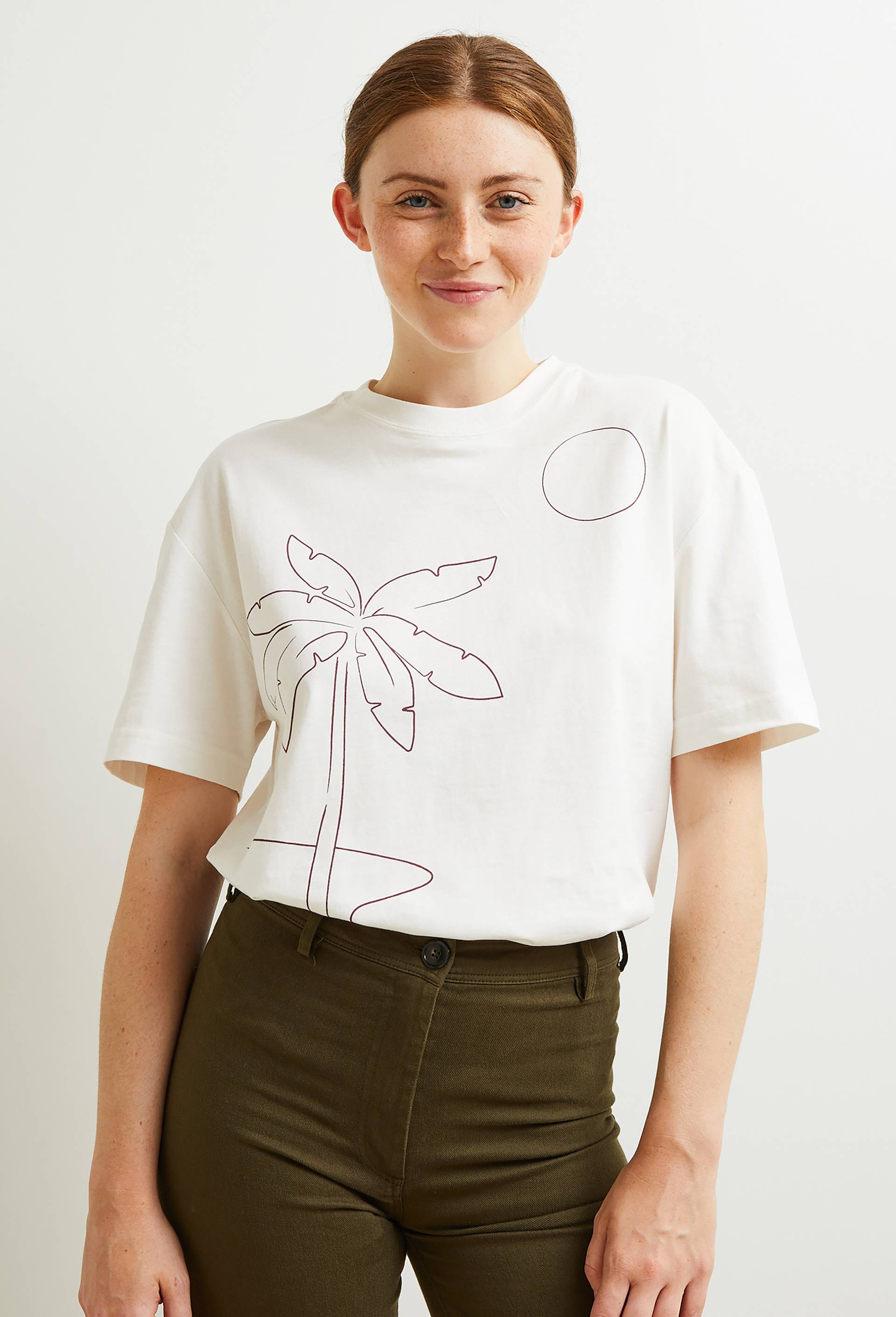 T-shirt avec imprimé placé en coton BIO, certifié OEKO-TEX, Ecru, large image number 0.0