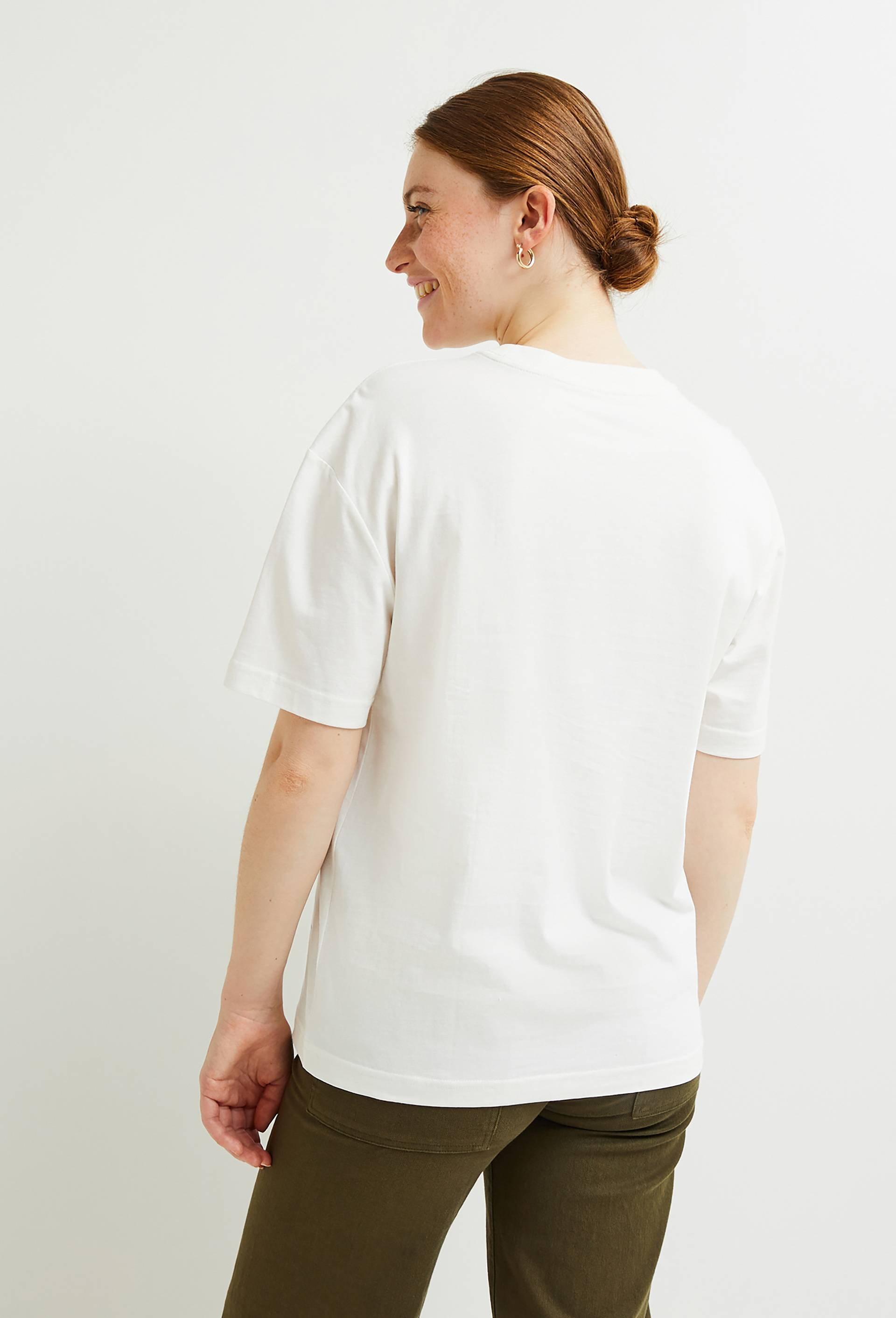 T-shirt avec imprimé placé en coton BIO, certifié OEKO-TEX, Ecru, large image number 1