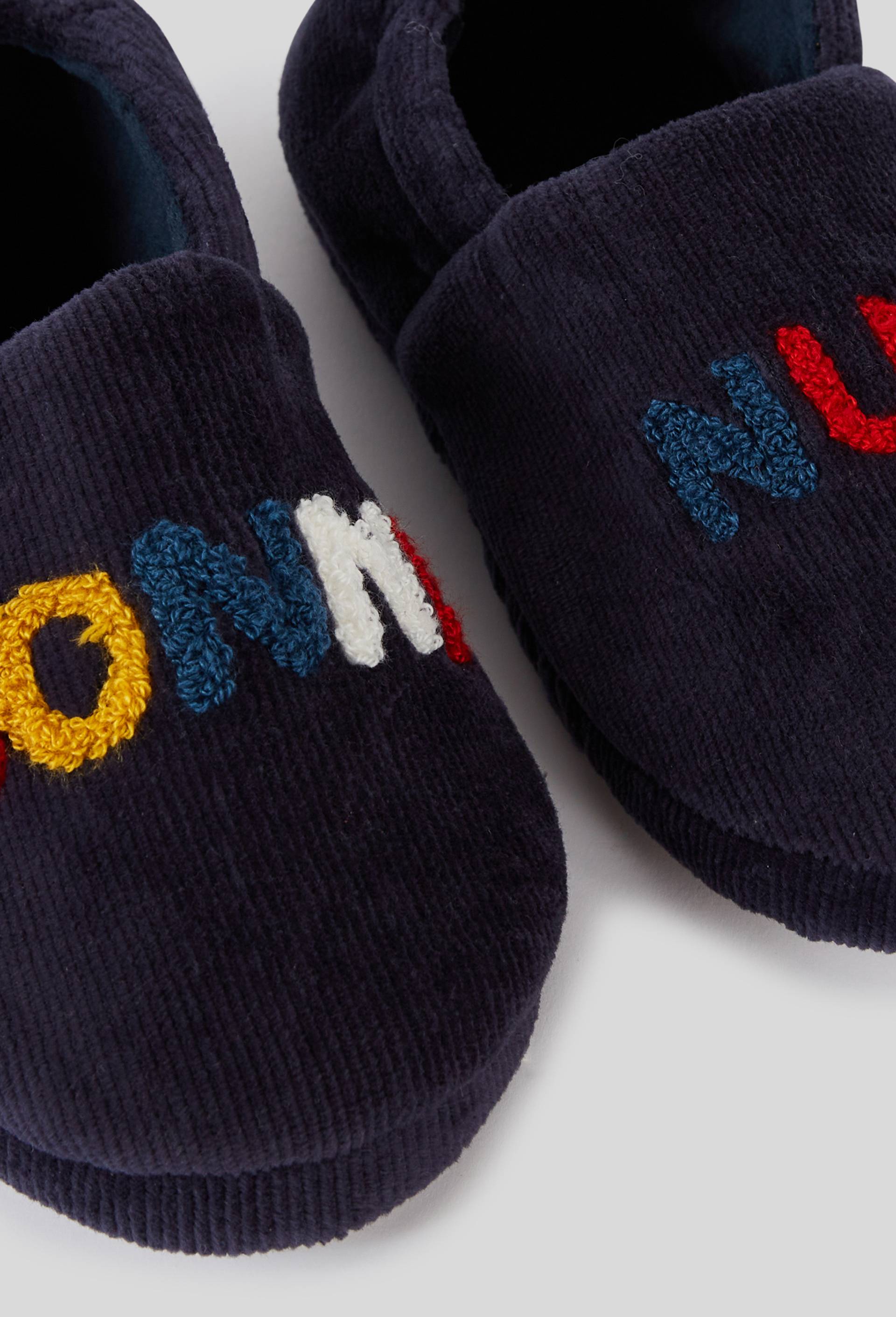 Chaussons gar&ccedil;on velours c&ocirc;tel&eacute;, Bleu fonc&eacute;, large image number 2