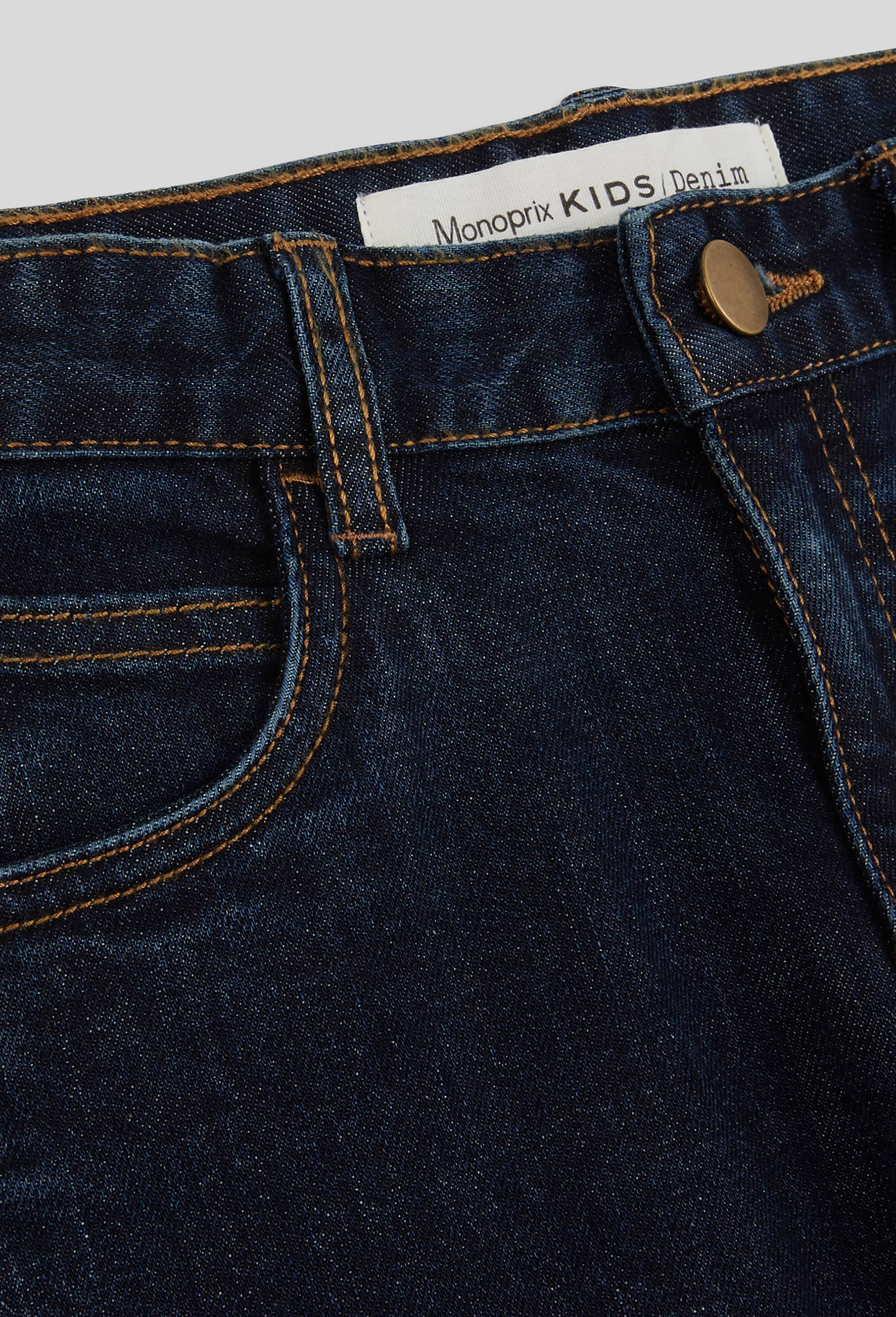 Jean droit taille &eacute;lastiqu&eacute;e en coton BIO GOTS, Bleu, large image number 2