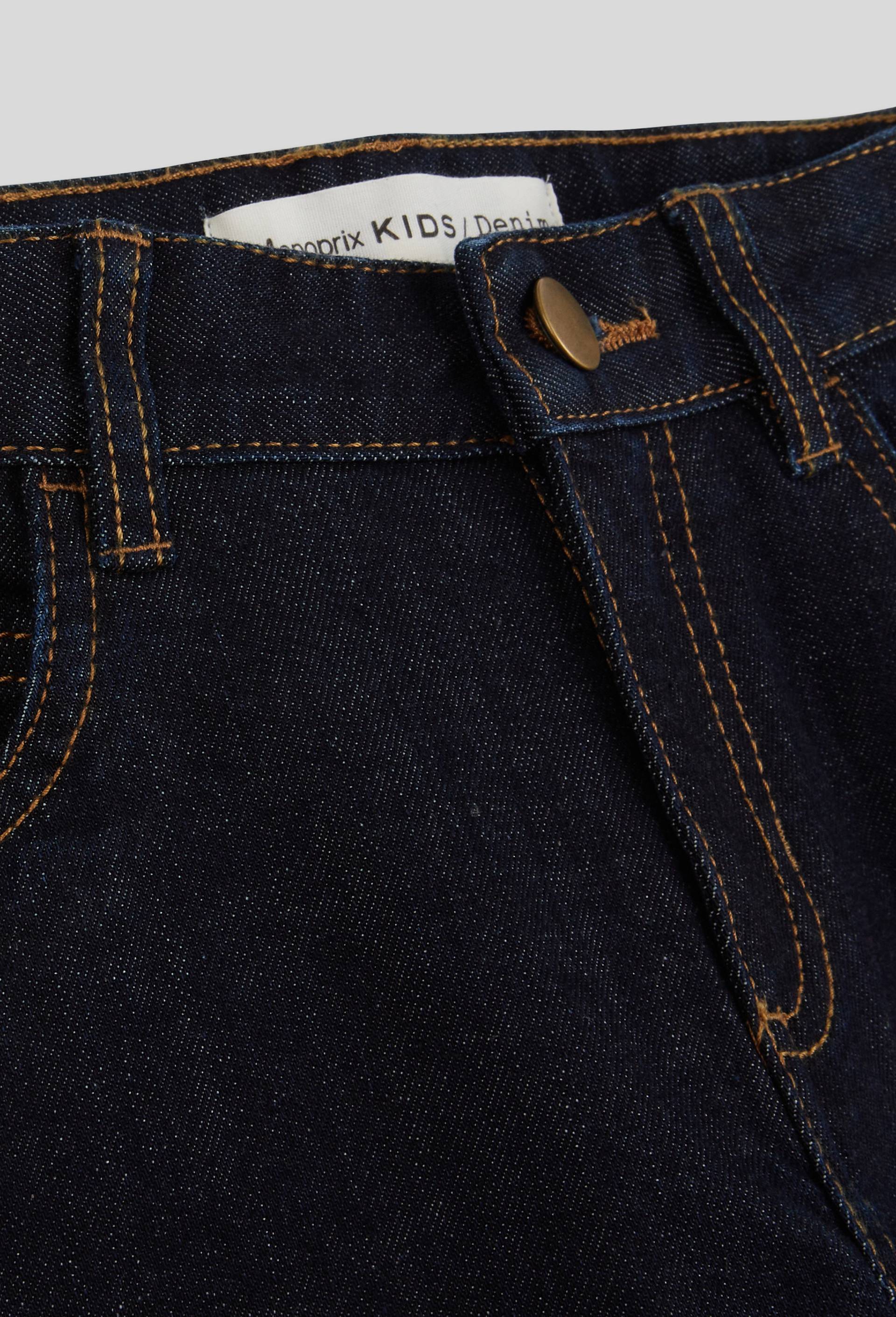 Jean droit taille &eacute;lastiqu&eacute;e en coton BIO GOTS, Bleu fonc&eacute;, large image number 3