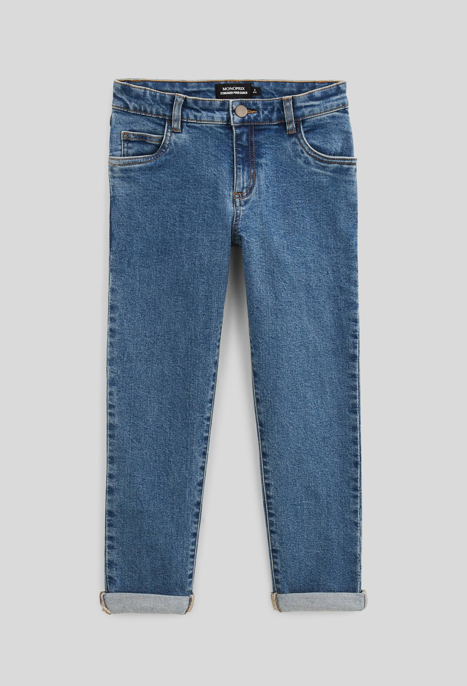 Jean droit en coton BIO GOTS, Bleu foncé, swatch image