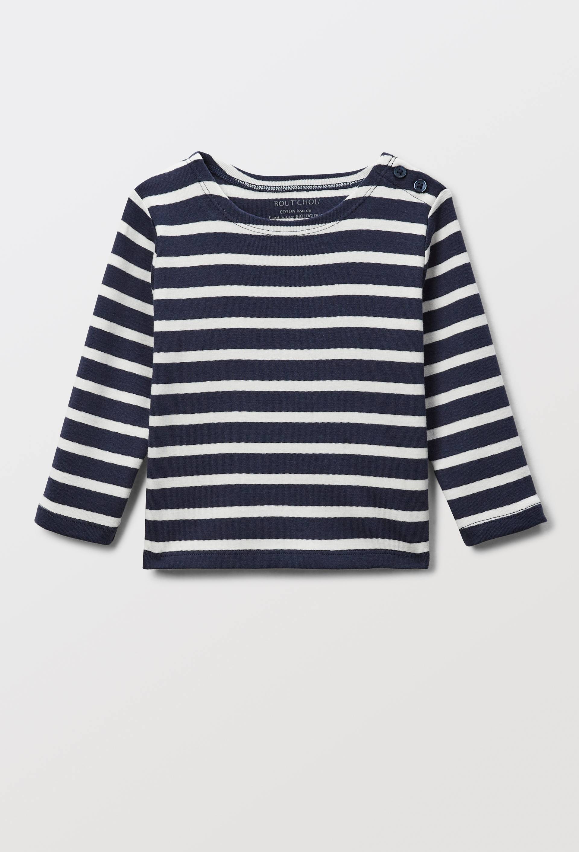 Marinière manches longues en coton BIO GOTS, Ecru, swatch image