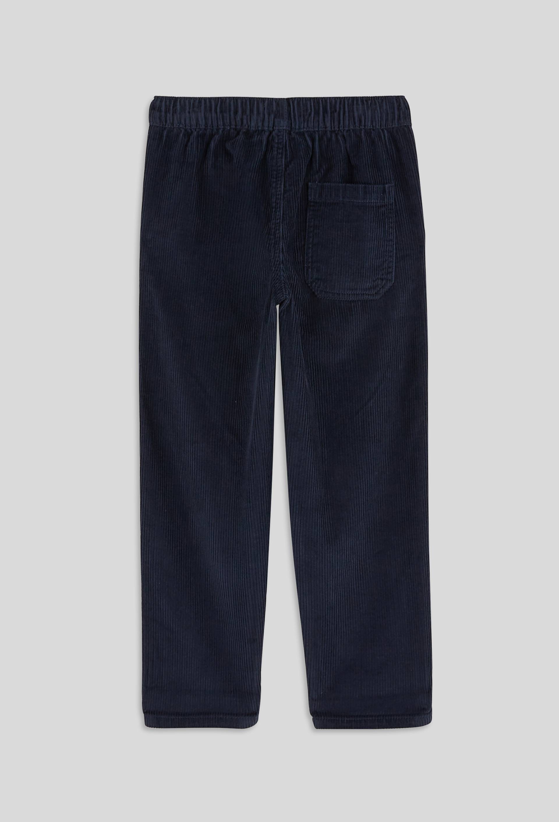 Pantalon droit élastiqué en velours, certifié OEKO-TEX, Bleu foncé, large image number 1