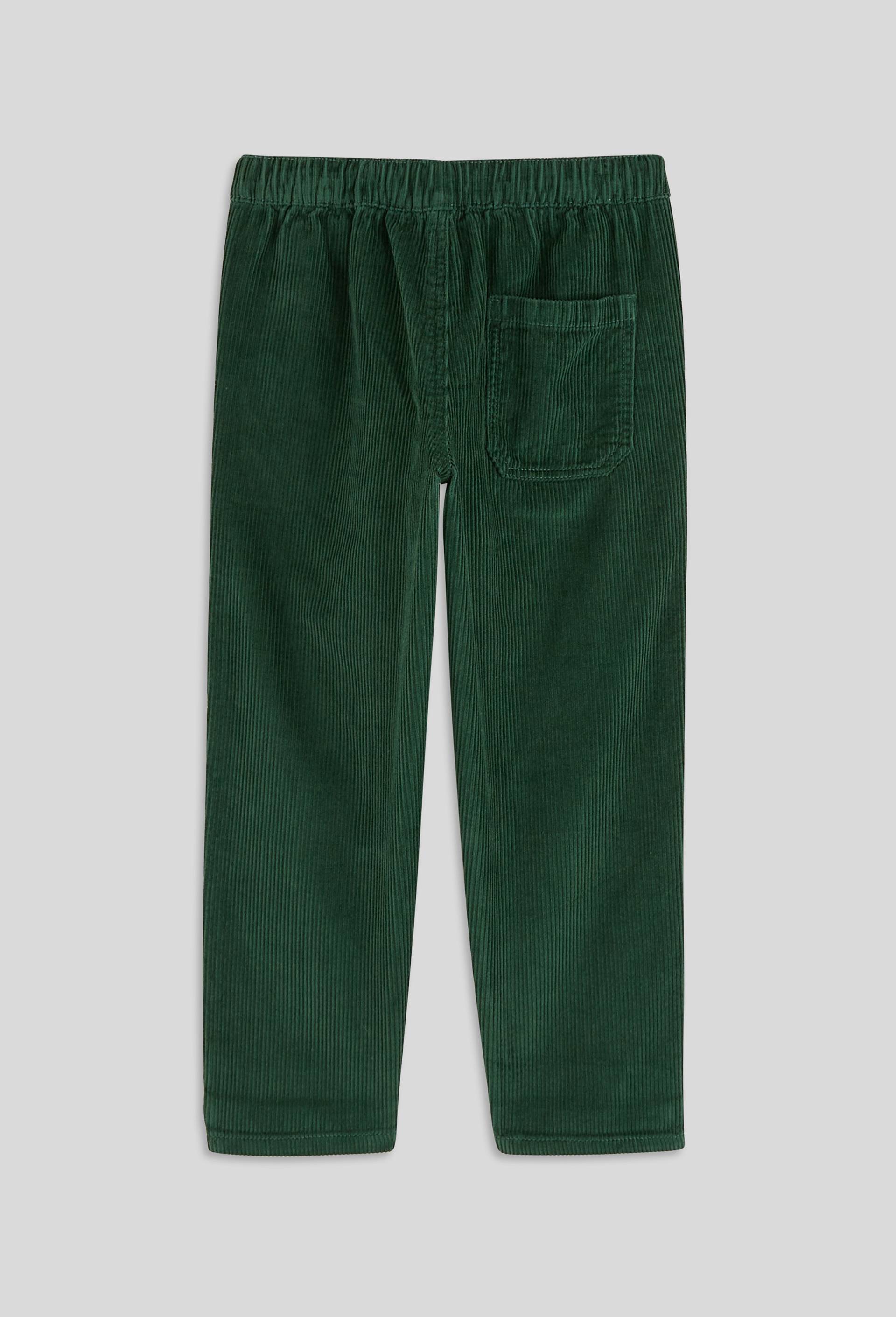 Pantalon droit &eacute;lastiqu&eacute; en velours, certifi&eacute; OEKO-TEX, Vert fonc&eacute;, large image number 1