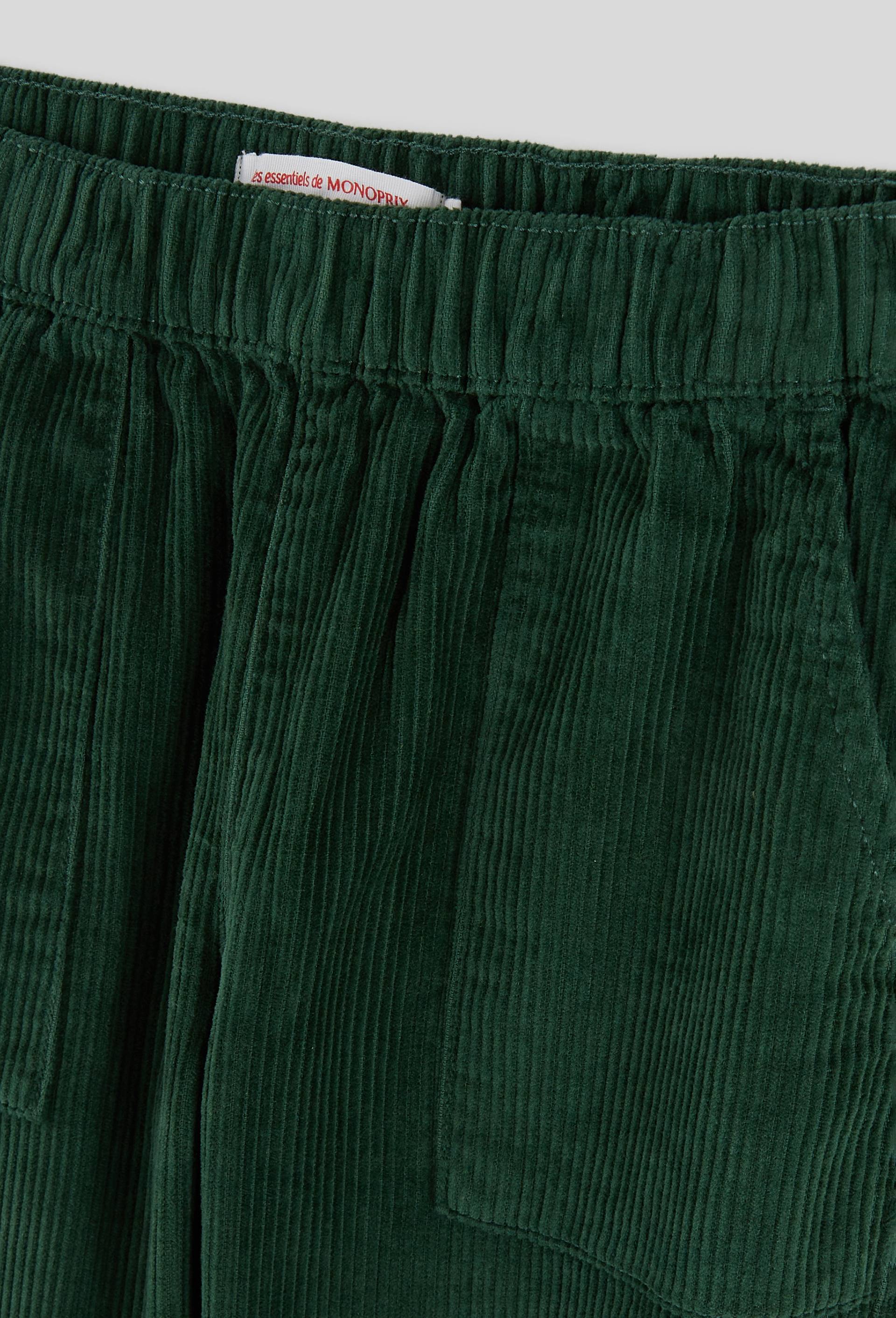 Pantalon droit &eacute;lastiqu&eacute; en velours, certifi&eacute; OEKO-TEX, Vert fonc&eacute;, large image number 2