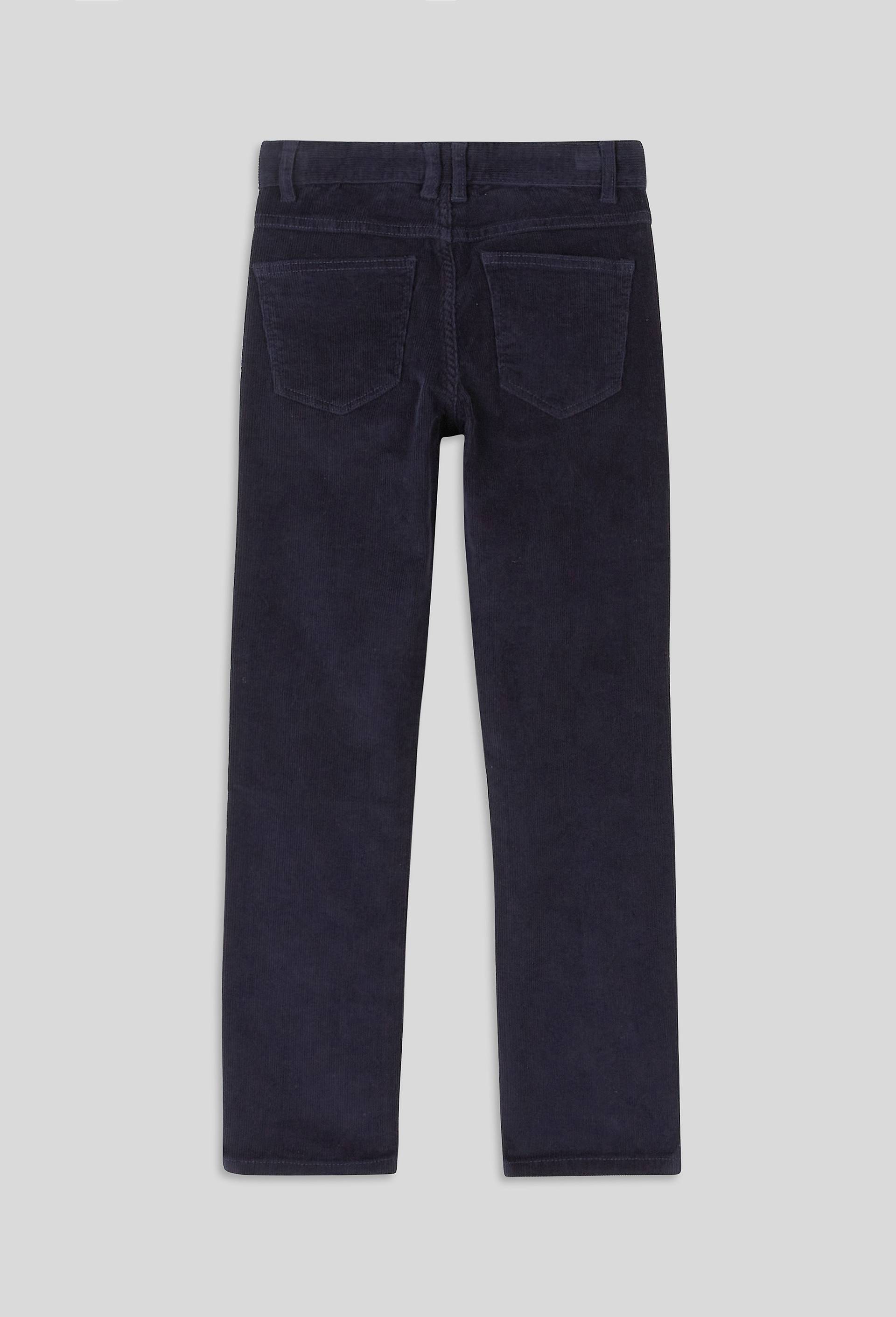 Pantalon droit en velours, Bleu fonc&eacute;, large image number 1
