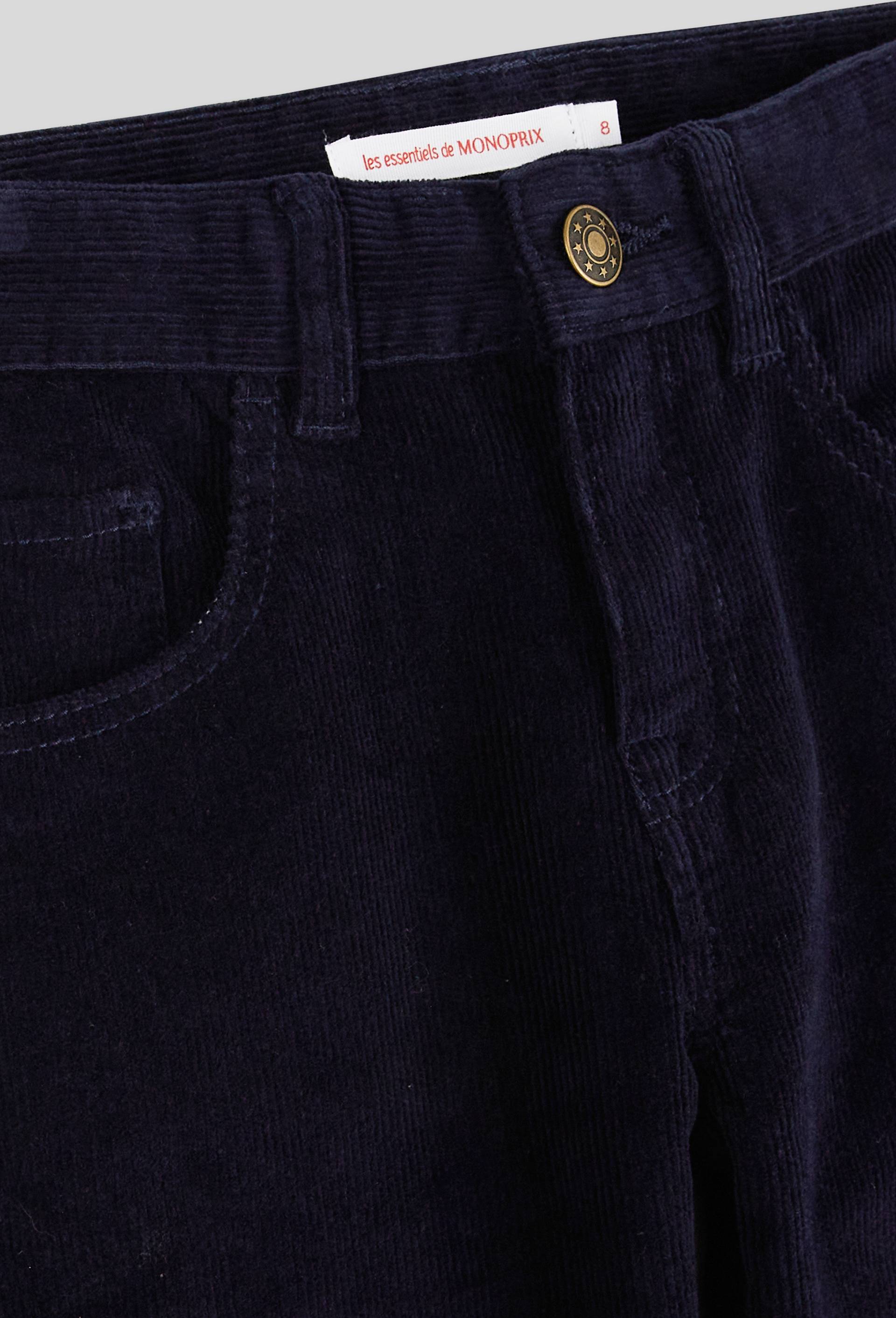 Pantalon droit en velours, Bleu fonc&eacute;, large image number 2.0
