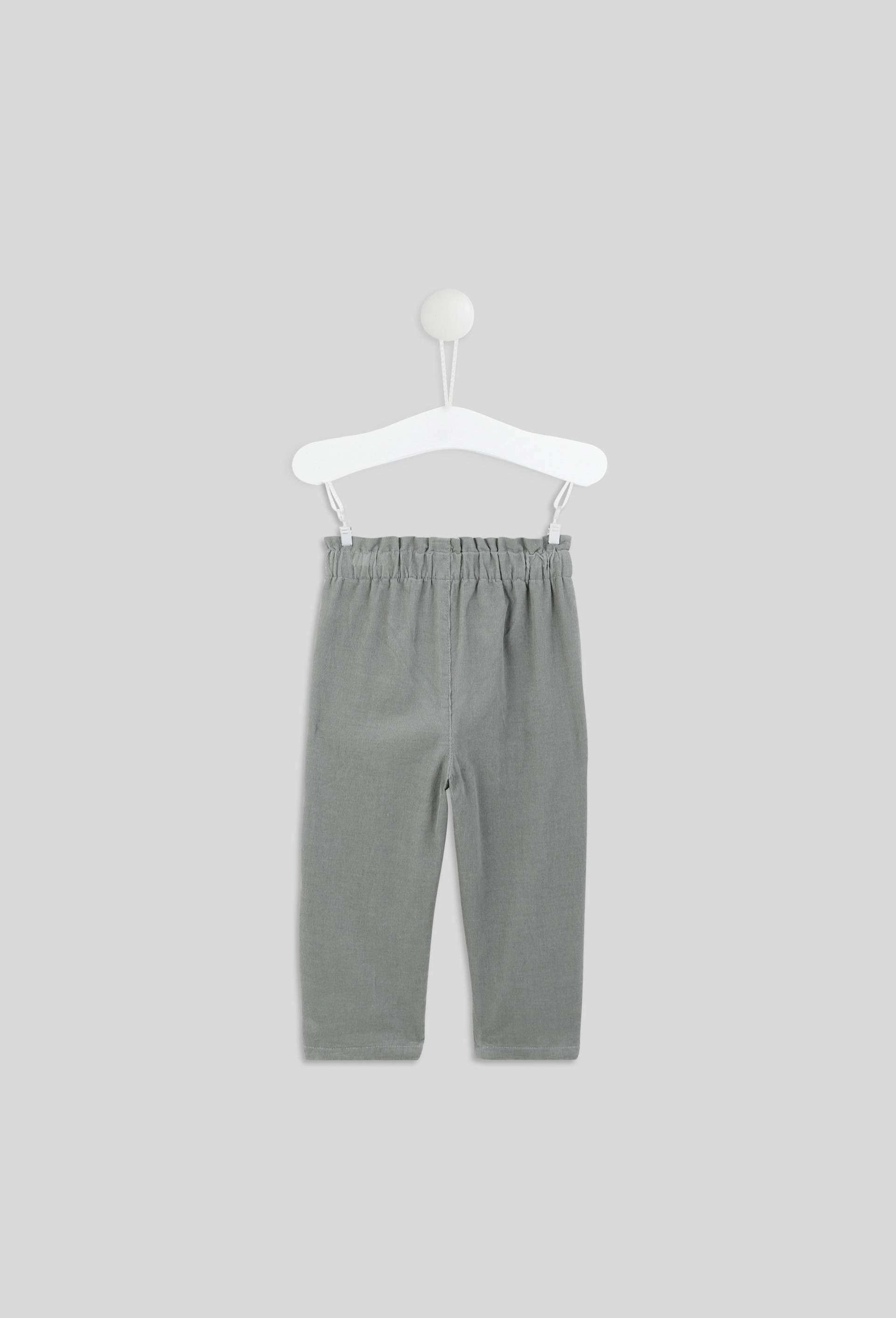 Pantalon uni en velours doublé taille élastique, fille, OEKO-TEX, Vert, large image number 1
