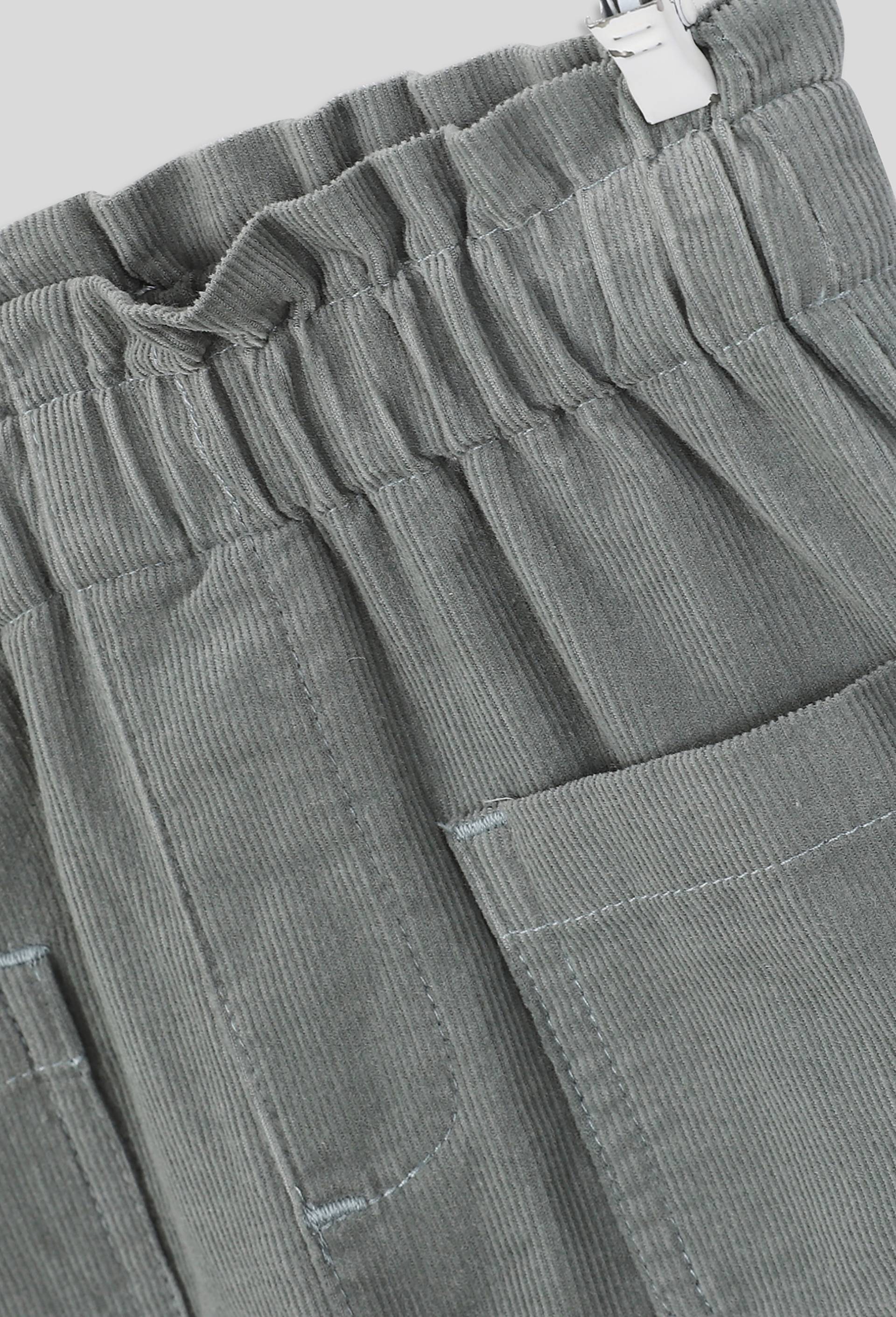 Pantalon uni en velours doublé taille élastique, fille, OEKO-TEX, Vert, large image number 2.0