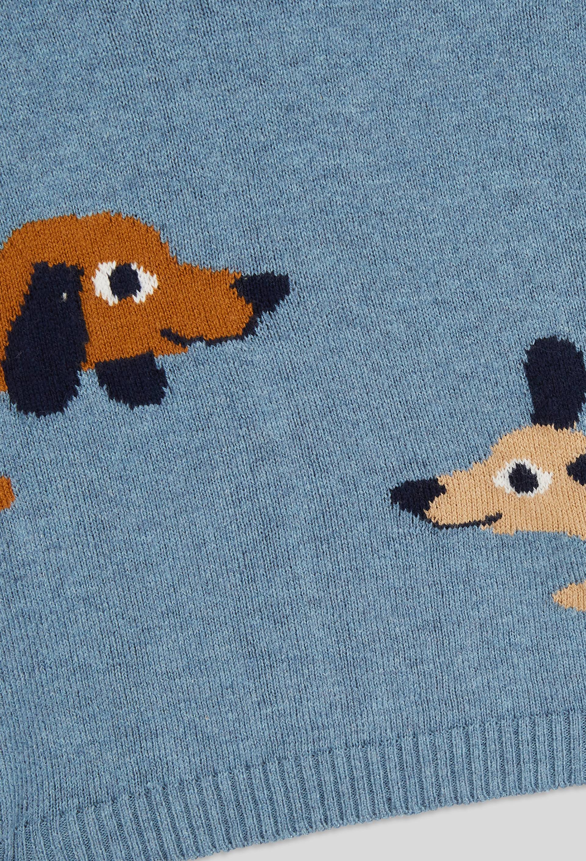 Pull manches longues col rond intarsia avec chiens, contenant de la laine, certifi&eacute; Oeko-Tex, Ecru, large image number 2